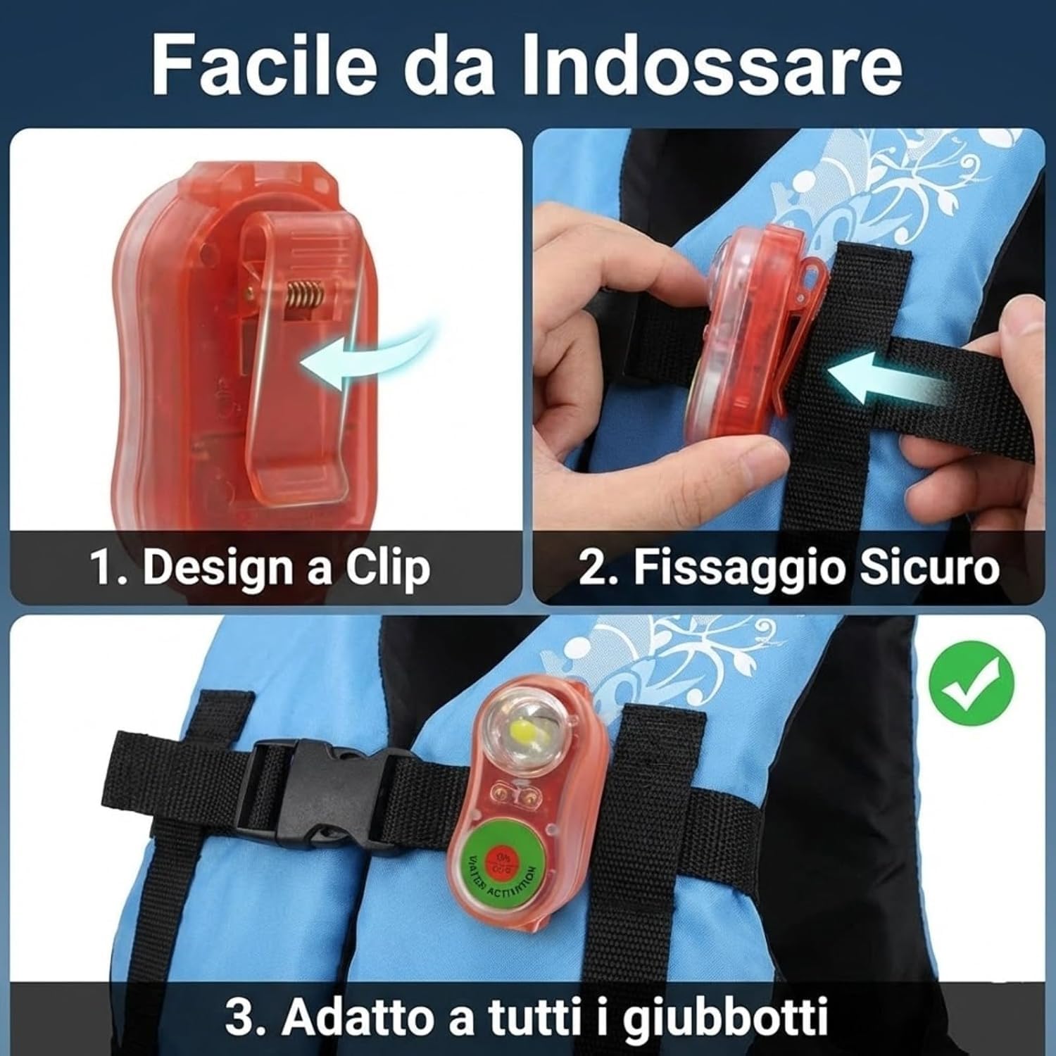 Luci Giubbotto Salvataggio a LED con Attivazione ad Acqua - Set da 6/8 Pezzi - Rosse e Verdi per Emergenza in Mare per Sopravvivenza in Acqua di Emergenza - 4