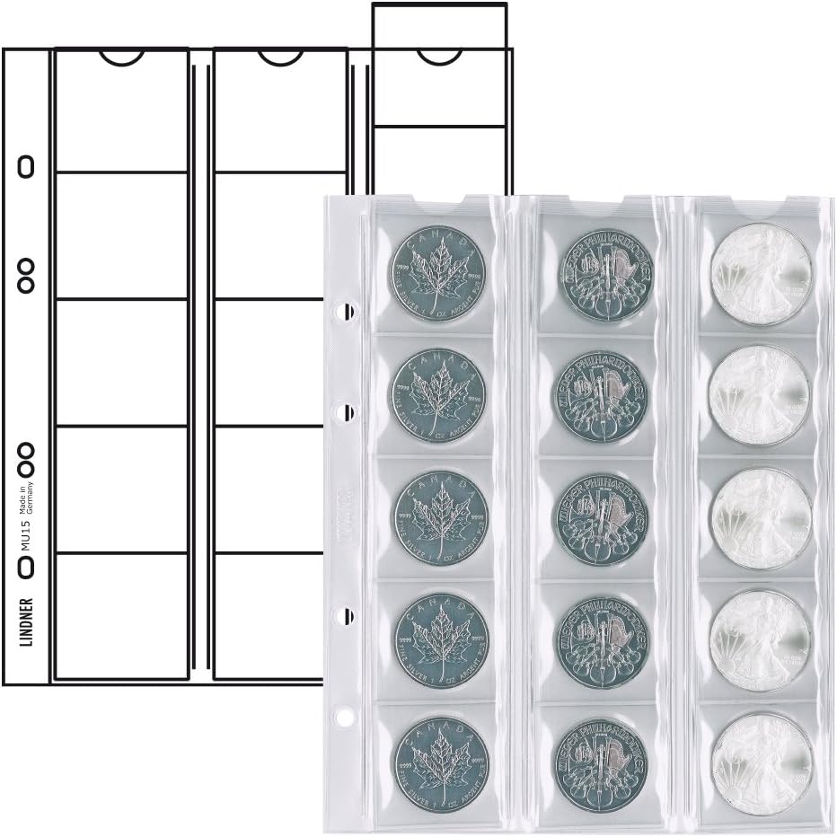 Lindner S1300M - H Münzalbum Multi Collect, bestückt mit 10 Münzenblättern-hellbraun