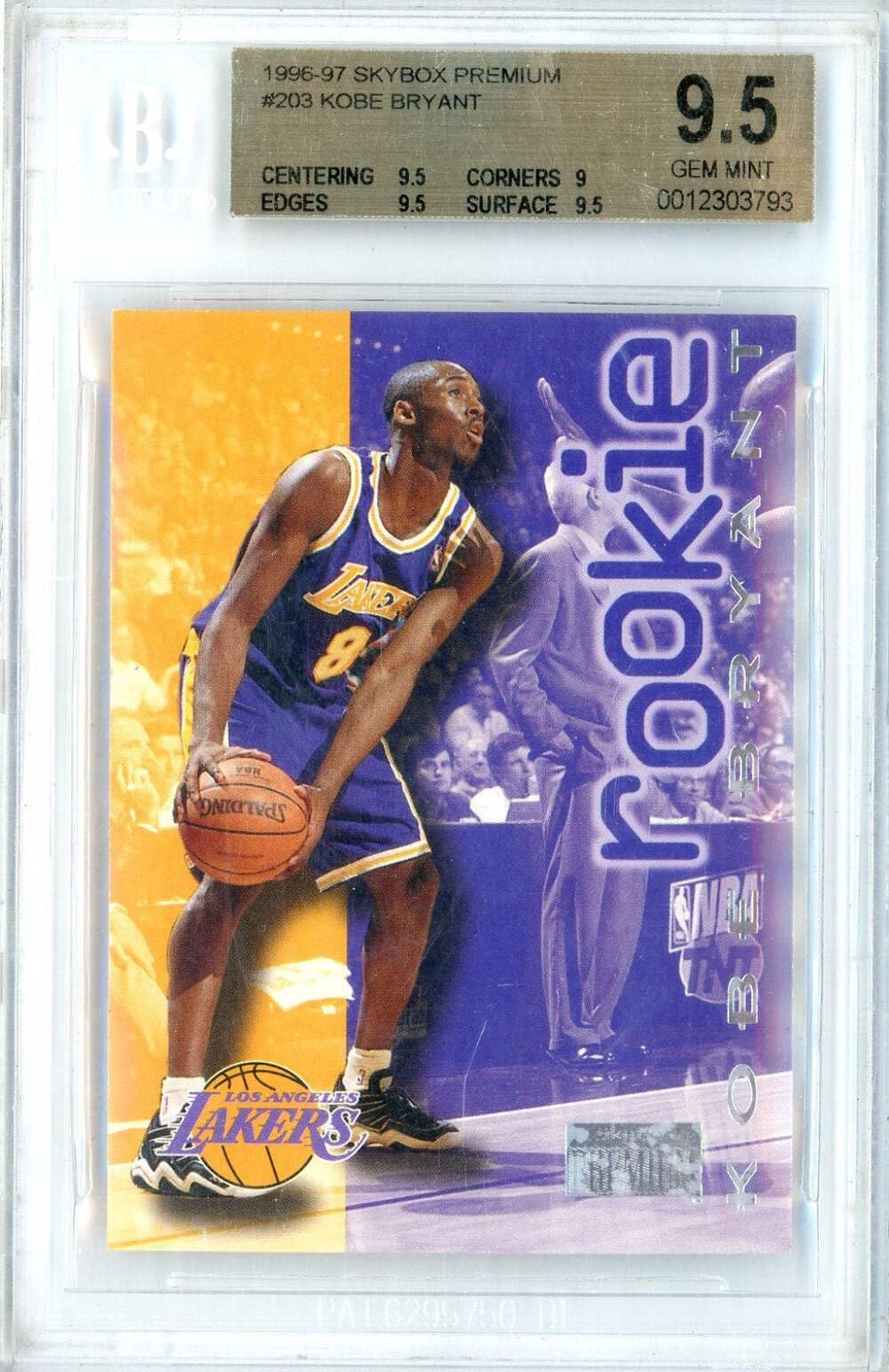 Amazon.com: Graded 1996 Skybox Premium Kobe Bryant #203 Rookie RC 