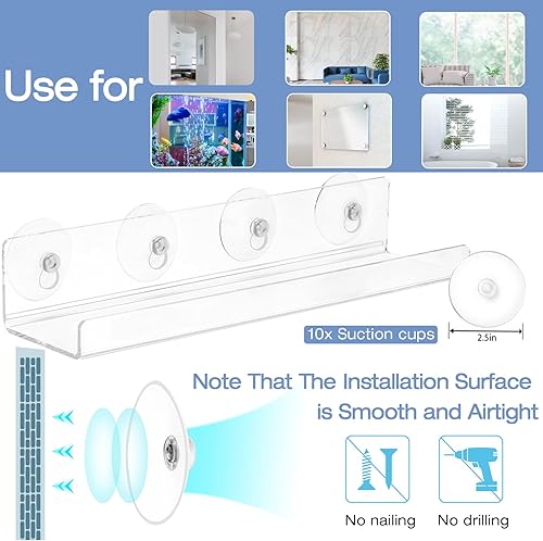 Miniatura 3 de Paquete de 2 cajas de ventana de acrílico de 15 pulgadas, estantes para plantas, con extensor de alféizar de ventana con ventosa, para suculentas de