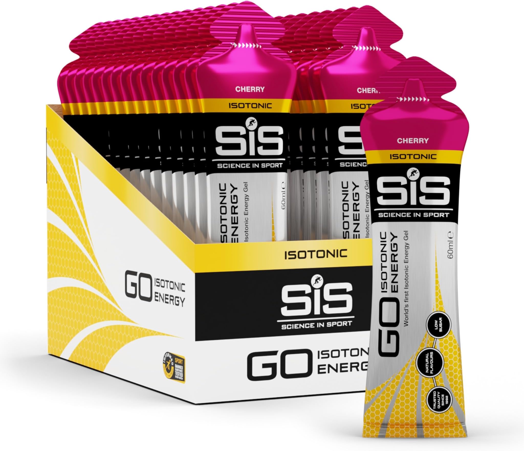 GO Isotonic Energy Gel - Fast-Acting Liquid Carbohydrate Gel for Instant Energy - Sports Nutrition - Gluten-Free & Vegan - Apple Flavor - 30 Count