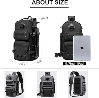 OZUKO Tactical Backpack Chest Sling Bags for Men, Waterproof Crossbody Shoulder Daypack for Outdoor Walking Hiking Trekking
