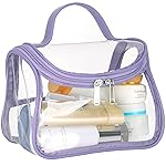 HAOGUAGUA Heavy Duty Clear Cosmetic Bag Waterproof Transparent Travel Makeup Toiletry Organizer Bag (Purple-1pcs)