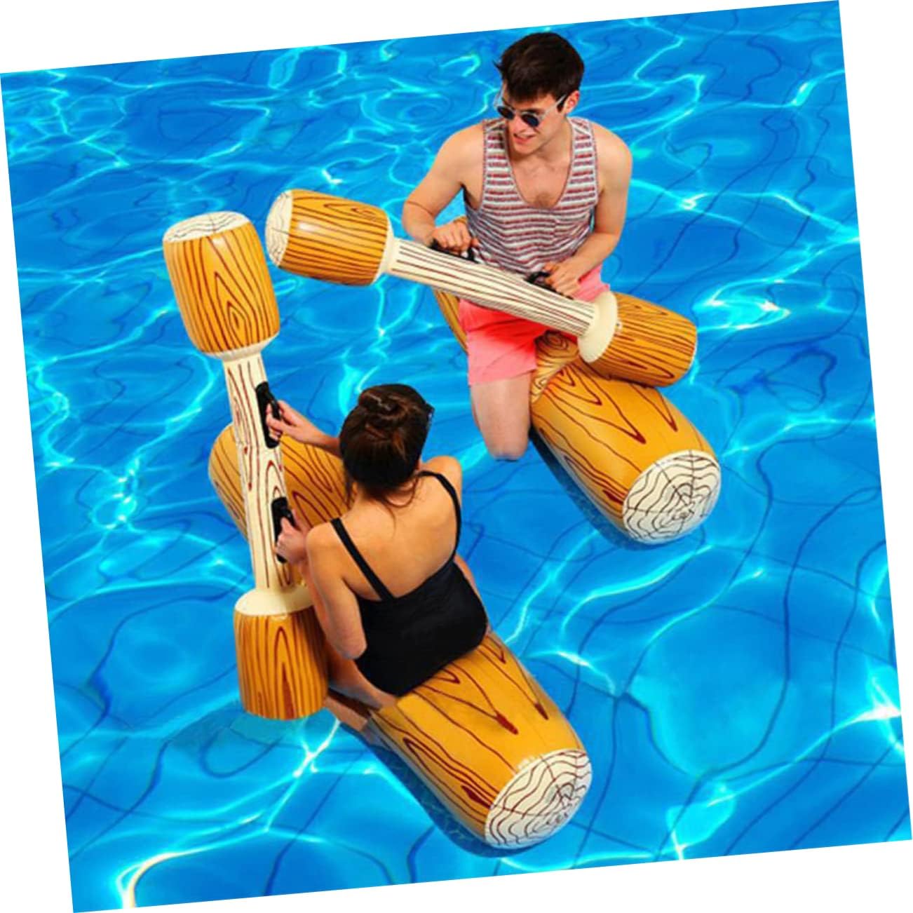1set Inflatable Water Toys Double Handle Swimming Pool Entertainment Stick for Fun Includes Sitting Sticks and Hit Made of Material
