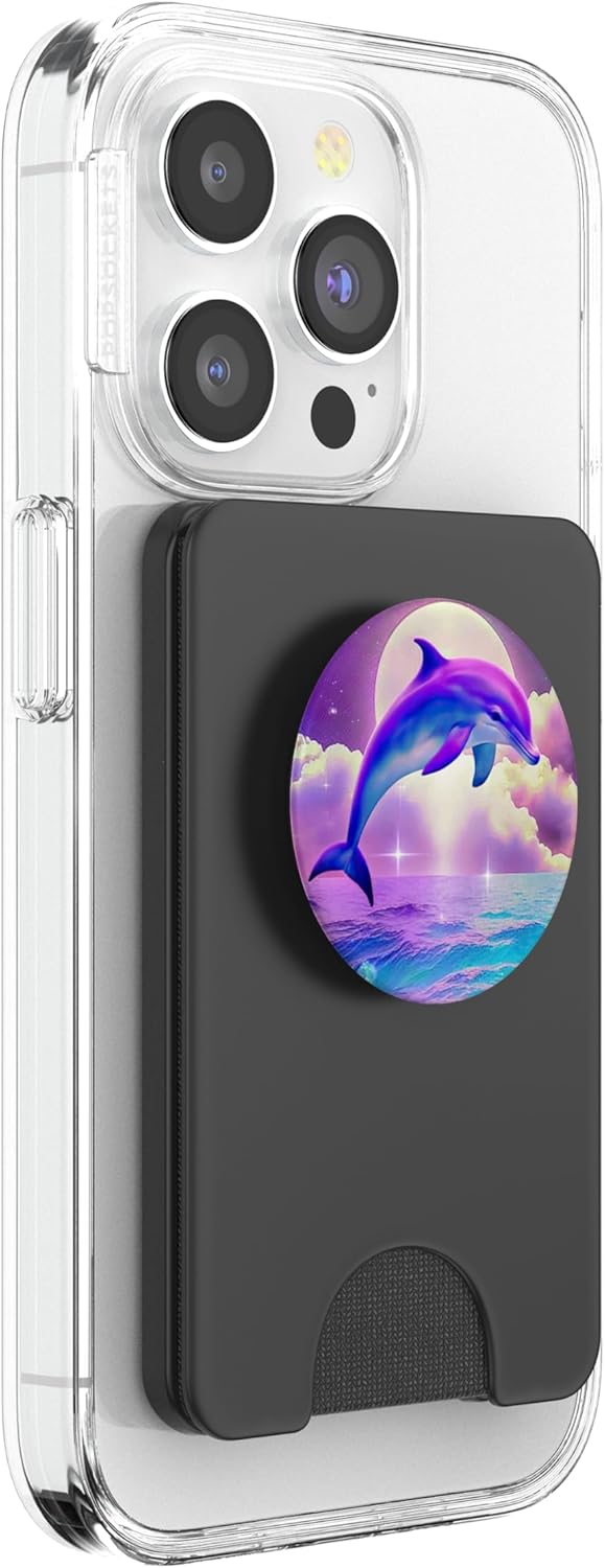 Fantasy Dolphin Cute Blue Galaxy Universe Stars PopSockets PopWallet for MagSafe