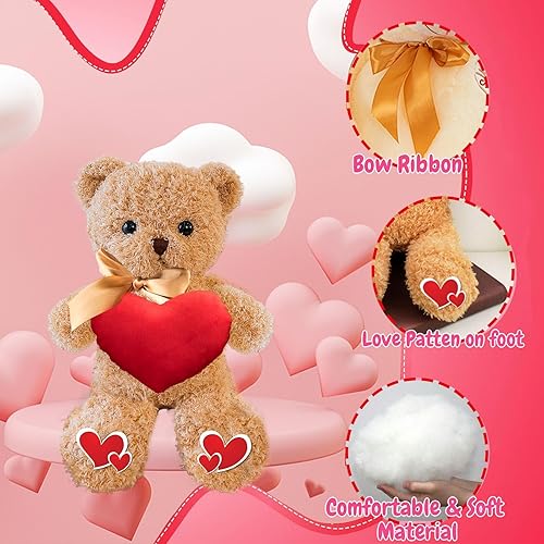 Miniatura 3 de JABECODIFA Oso de peluche personalizado con foto y texto en el corazón, animales de peluche, oso de peluche de San Valentín con lazo, regalos para