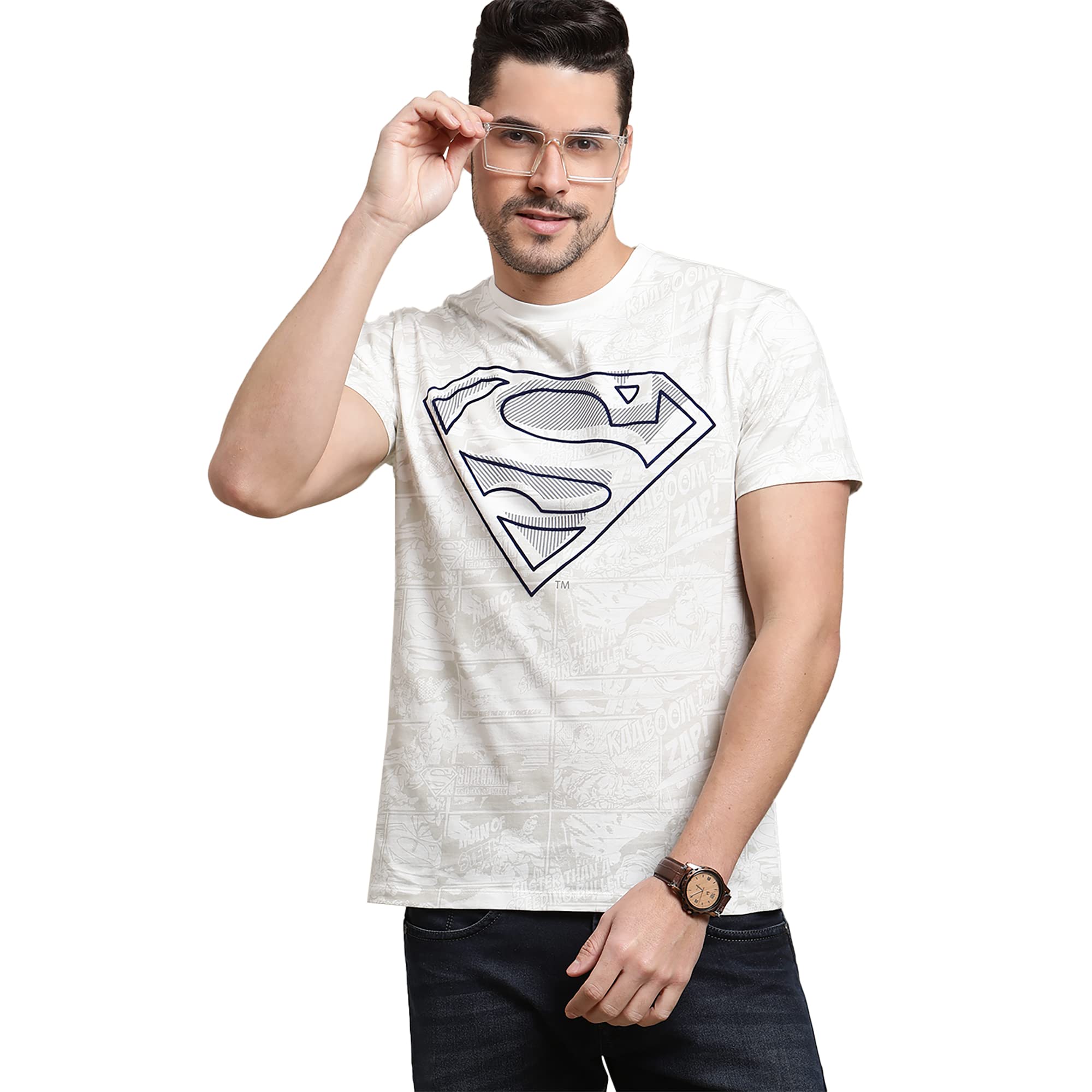 Free AuthorityRegular Fit Superman Printed White Tshirt for Men