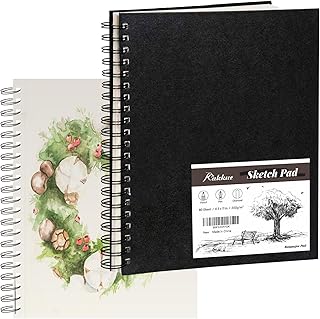 8.5" x 11" Mixed Media Sketchbook Hardcover Spiral Drawing Pad | 80 Sheets (160 Pages), 200gsm Paper, Dry & Light Wet Media, Lay Flat Spiral Binding, Clean Tear Pages, Acid-Free Protection