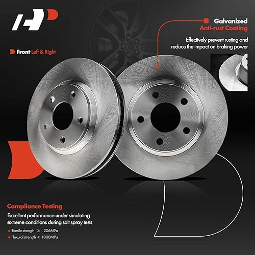 Miniatura 4 de A-Premium Juego de rotores de freno de disco ventilados delanteros de 11.93 pulgadas (11.929 in) + pastillas de cerámica compatibles con modelos