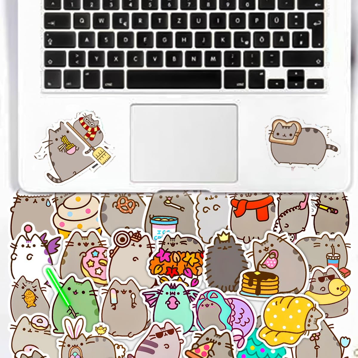 Adesivi P-usheen, Gatto Stickers 100Pcs Decalcomanie Kawaii Graffiti Stickers Vinile Impermeabili Adesivi per Laptop Bottiglie d'Acqua Skateboard Album Scrapbooking Auto Guitare