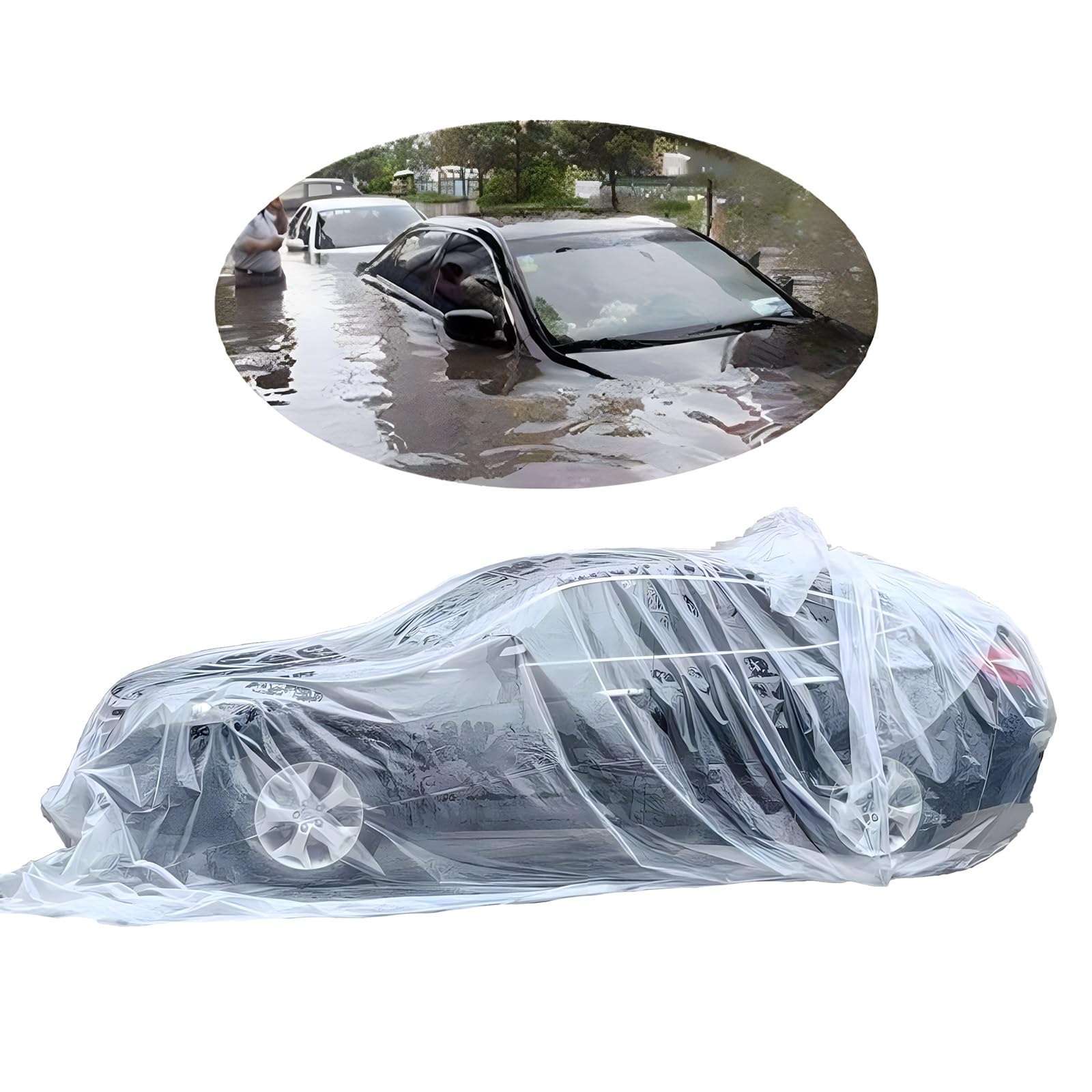 Amazon | 車用 浸水対策 完全防水カーカバー 400x700cm 水害防災 再