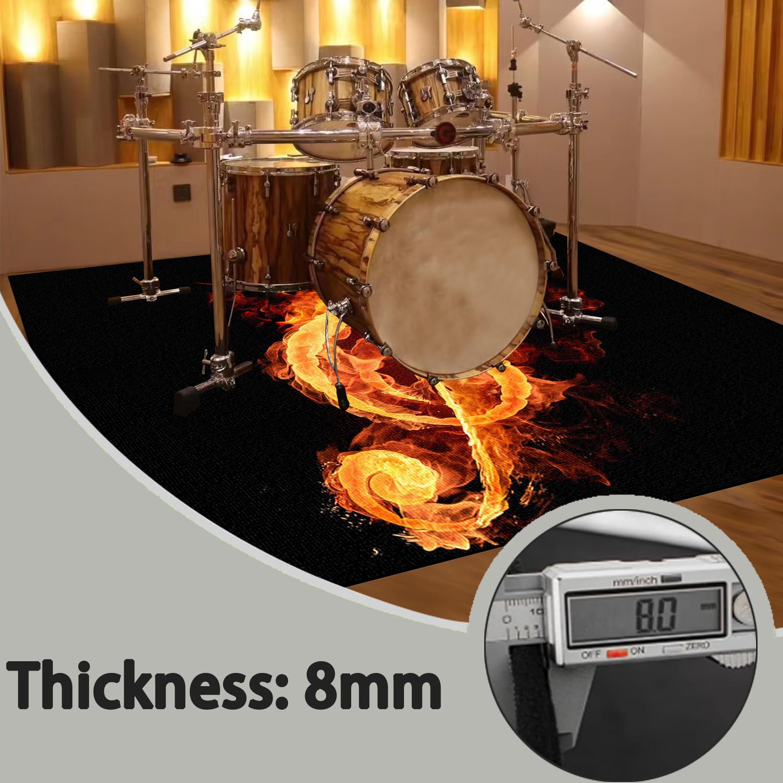 Tapis de Batterie Acoustique Insonorisant | Tapis pour Batterie et Percussions | Tapis de Tambour | Tapis pour Batterie Electronique | Anti Bruit Tapis de Batterie | Tambour Tapis 120 x 80 cm
