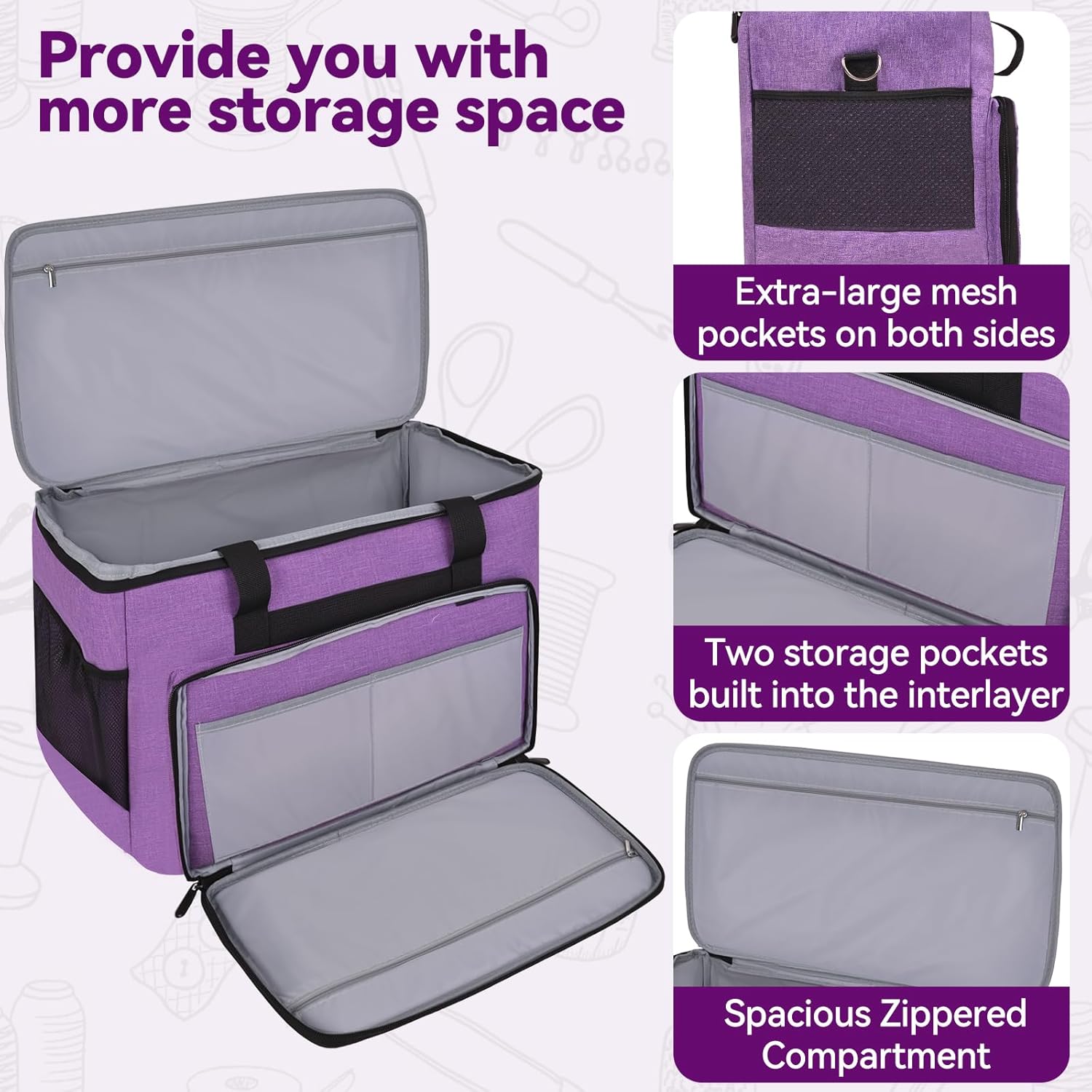 26 PCS Sewing Machine Case Set, Includes Portable Sewing Machine Bag, Suture Remover Kit, Threaders, Cleaning Brushes & Multifunctional Sewing Tool, Suitable for Standard-Sized Sewing Machines