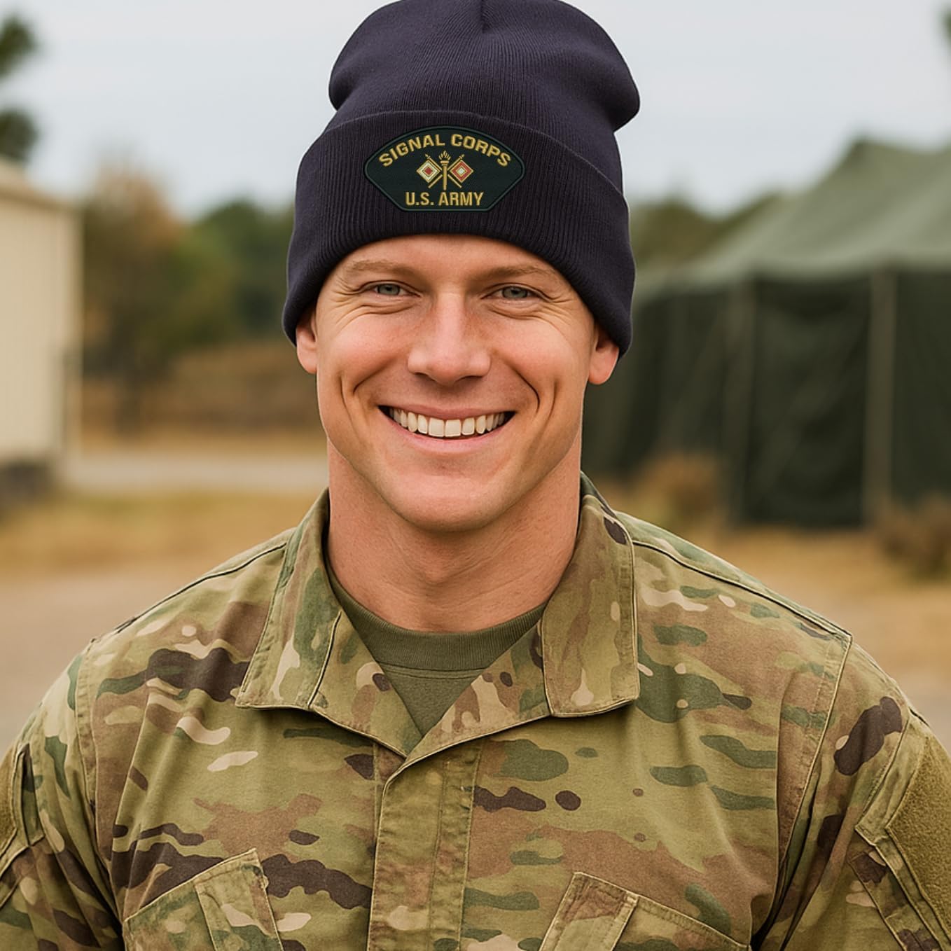 Signal Corps U.S. Army Beanie Hat Embroidered Winter Cap - Image 2