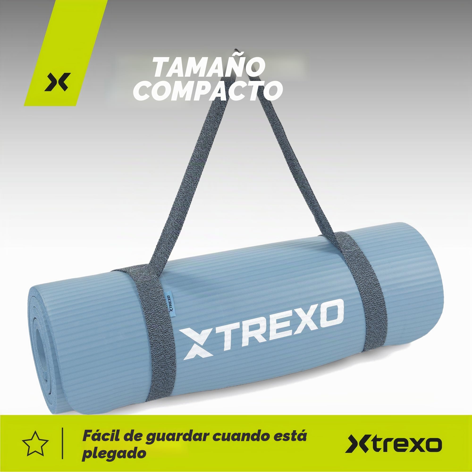 TREXO NBR Alfombrilla de ejercicio rosa claro 183 x 61 cm 15 mm antideslizante con correa de transporte