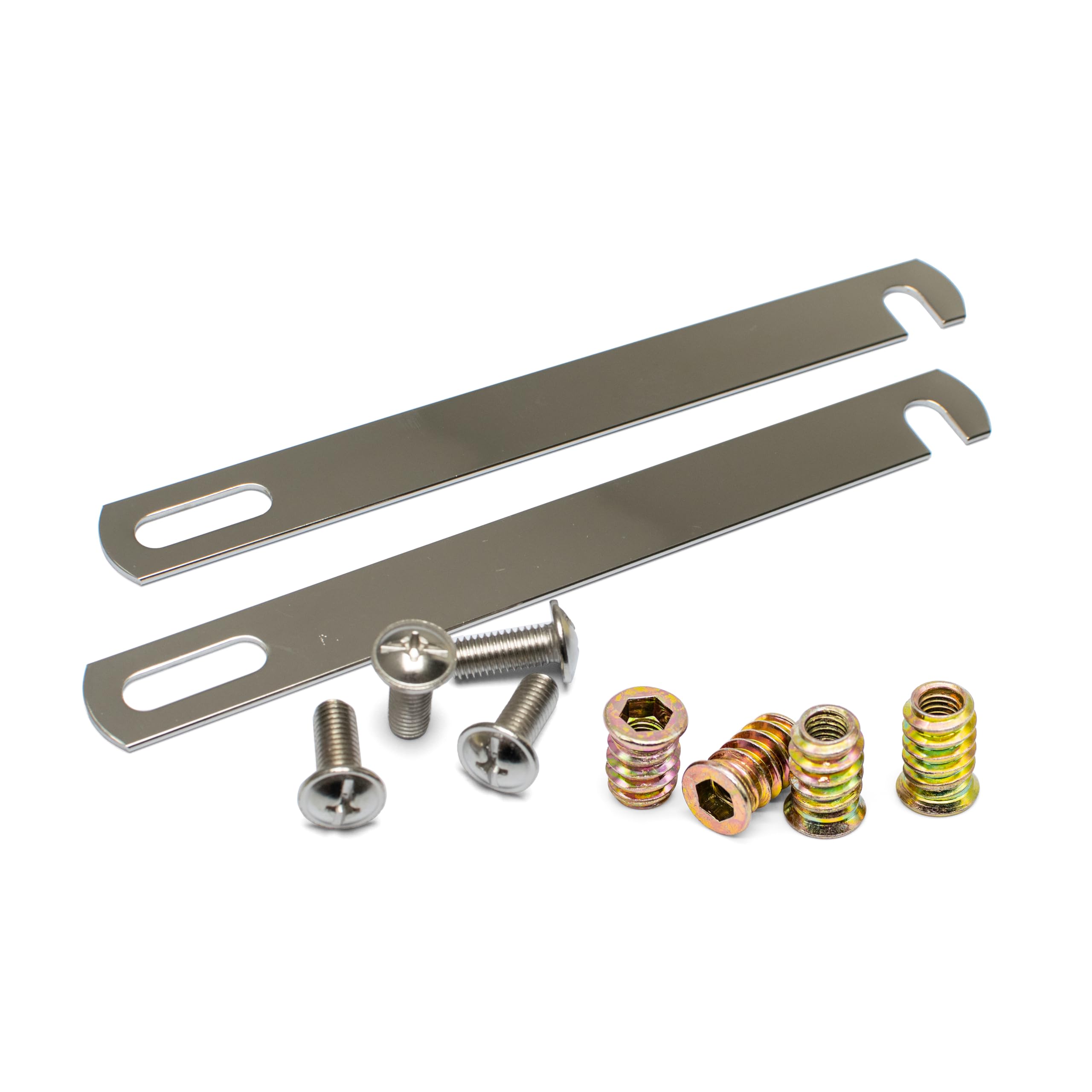 Premium Metal Link Bars with Complete Fittings – Universal Stabilizer & Connector for Beds, Furniture, and DIY Projects With Anti-Rust Coating (Chrome Silver 200mm 2 Pack)