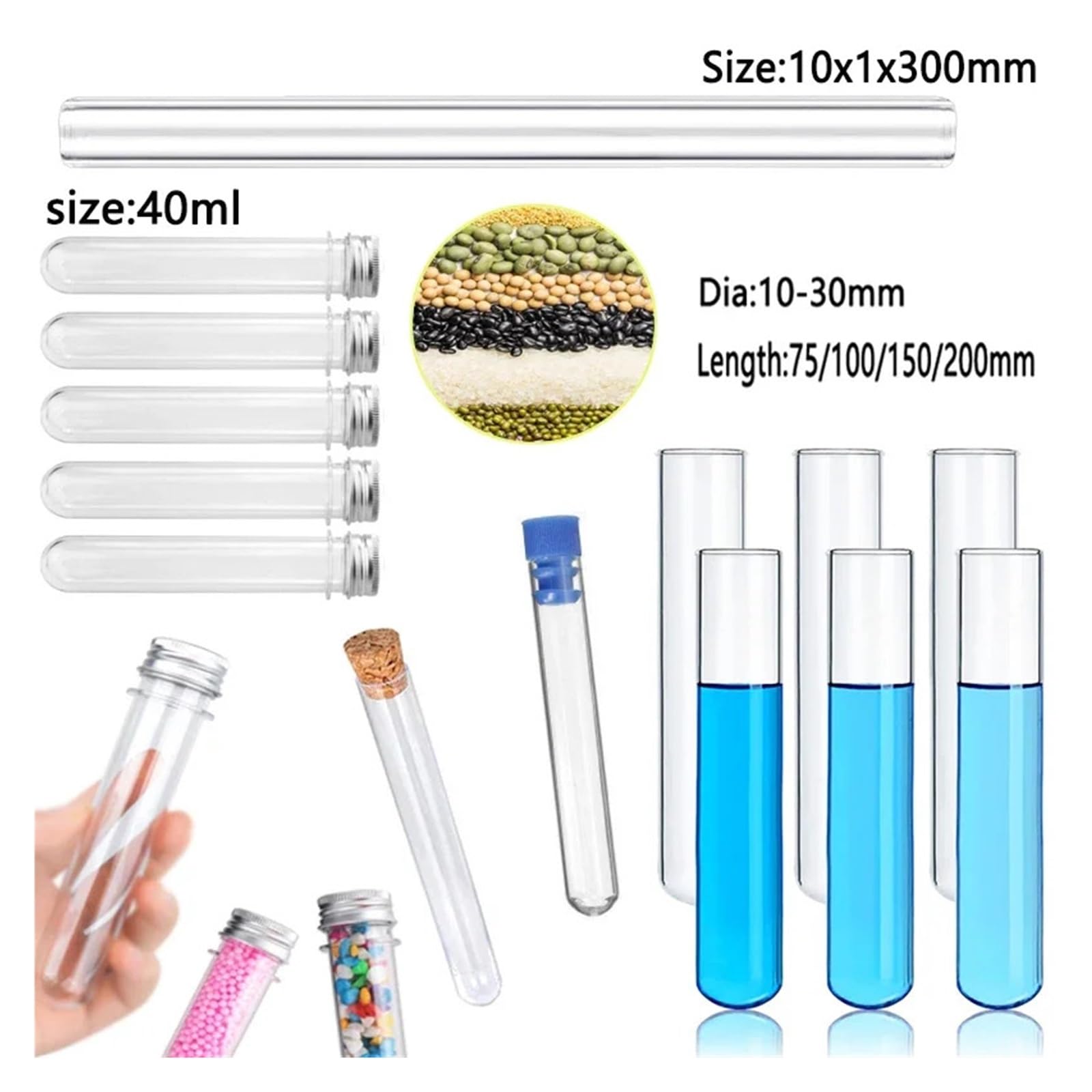 MENGKE 10P Glass Test Tube Borosilicate Clear Glass Test Tube Vase For Scientific Experiment Parties, Office Desktop Flower Decoration(30mmx200mm)