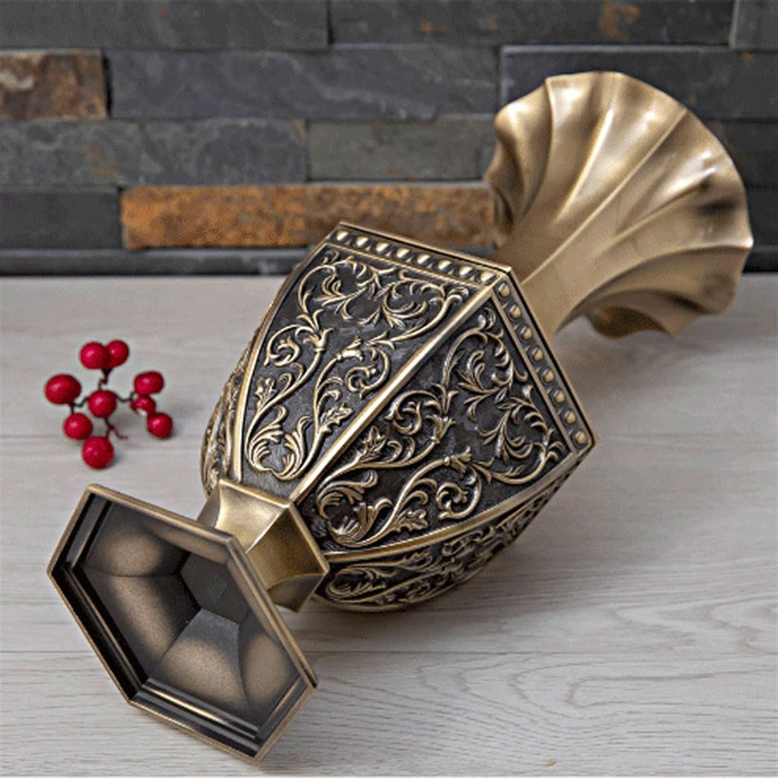 Jarrón Decorado Retro hexagonal zinc aleación jarrón creativo estilo europeo jarrón artesanía metal artesanía casero sala de estar decoración de la boda regalos de la casa de la casa Jarrón De Flores