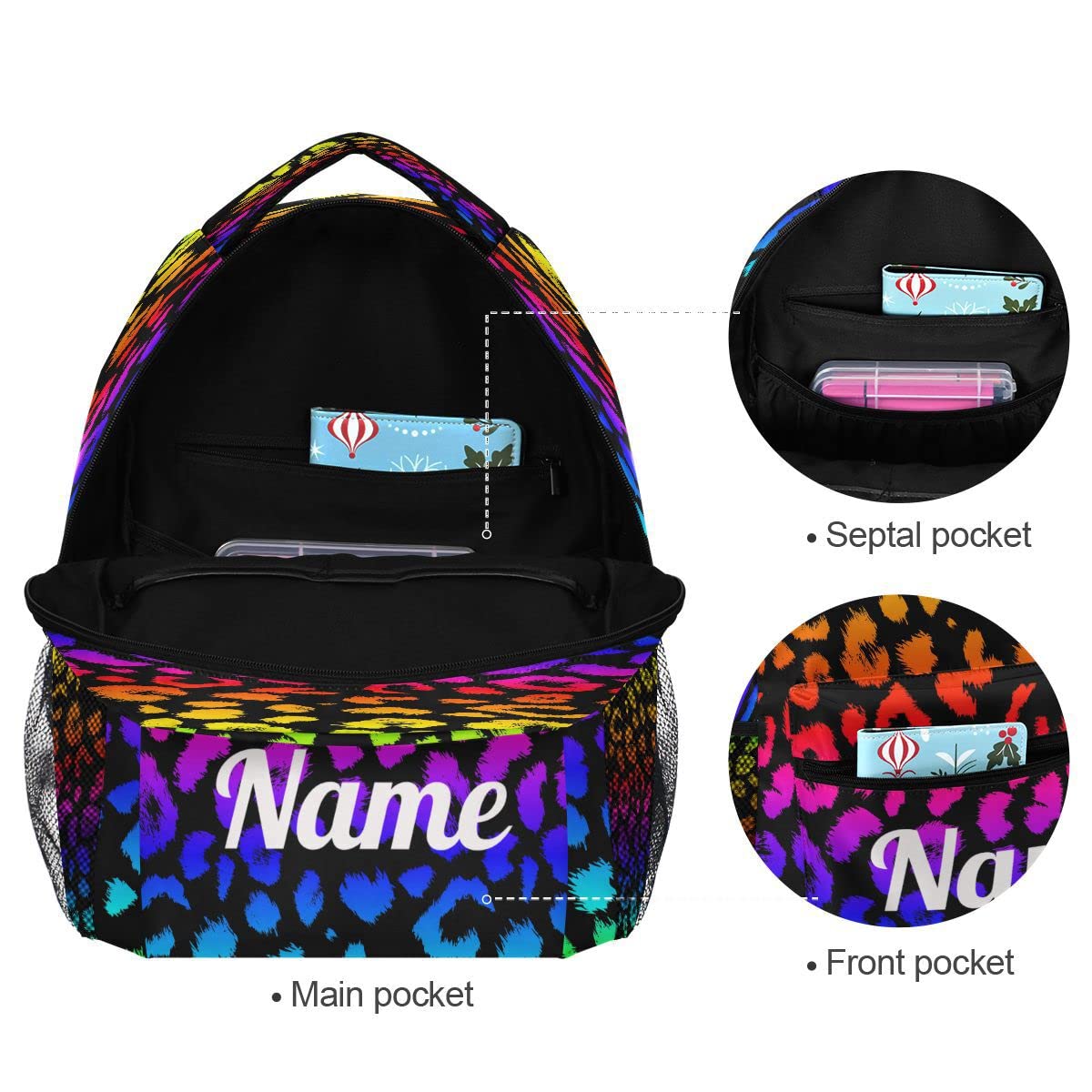 Custom1 - Mochila para niños con texto en inglés "Añade tu nombre", mochila para estudiantes primarias, bolsa para libros para niños y niñas, Personalizado12, talla única