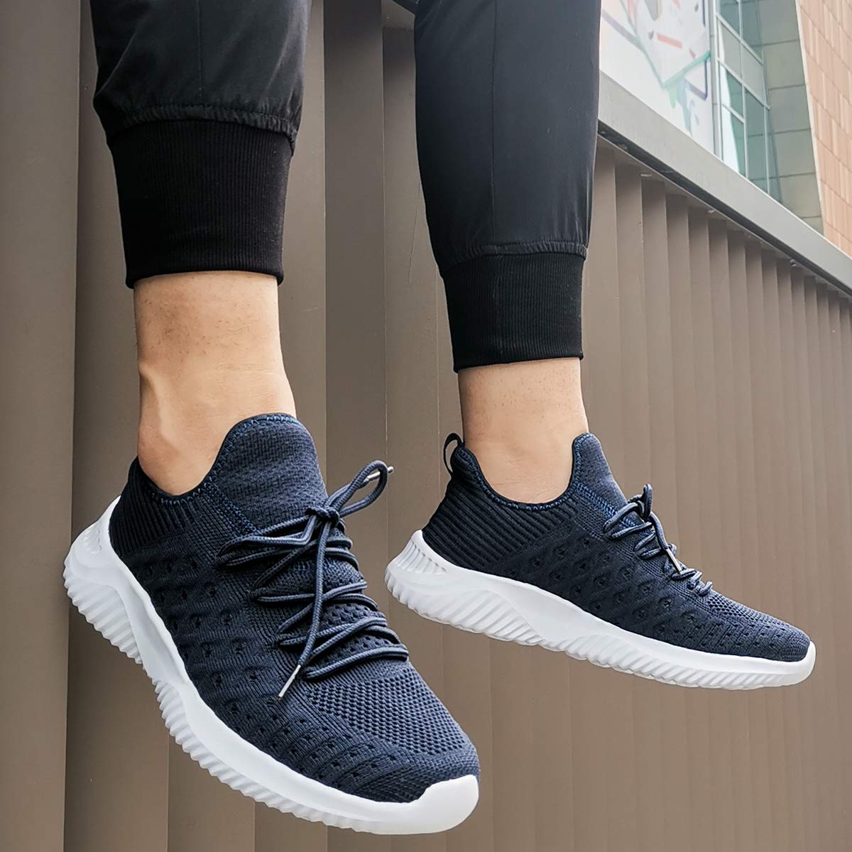 Feethit Chaussures de marche à enfiler légères et respirantes pour homme, bleu, 44.5 EU