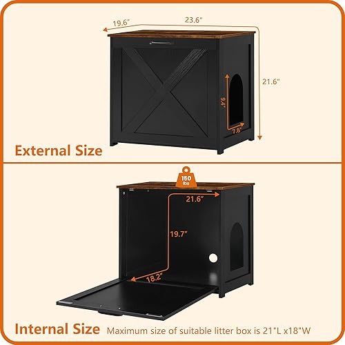 Miniatura 4 de Dwanton Mueble Caja de Arena para Gatos Oculta, Carcasa de Caja de Arena para Gatos, Entrada Reversible Puede Estar en el Lado Izquierdo o Derecho,