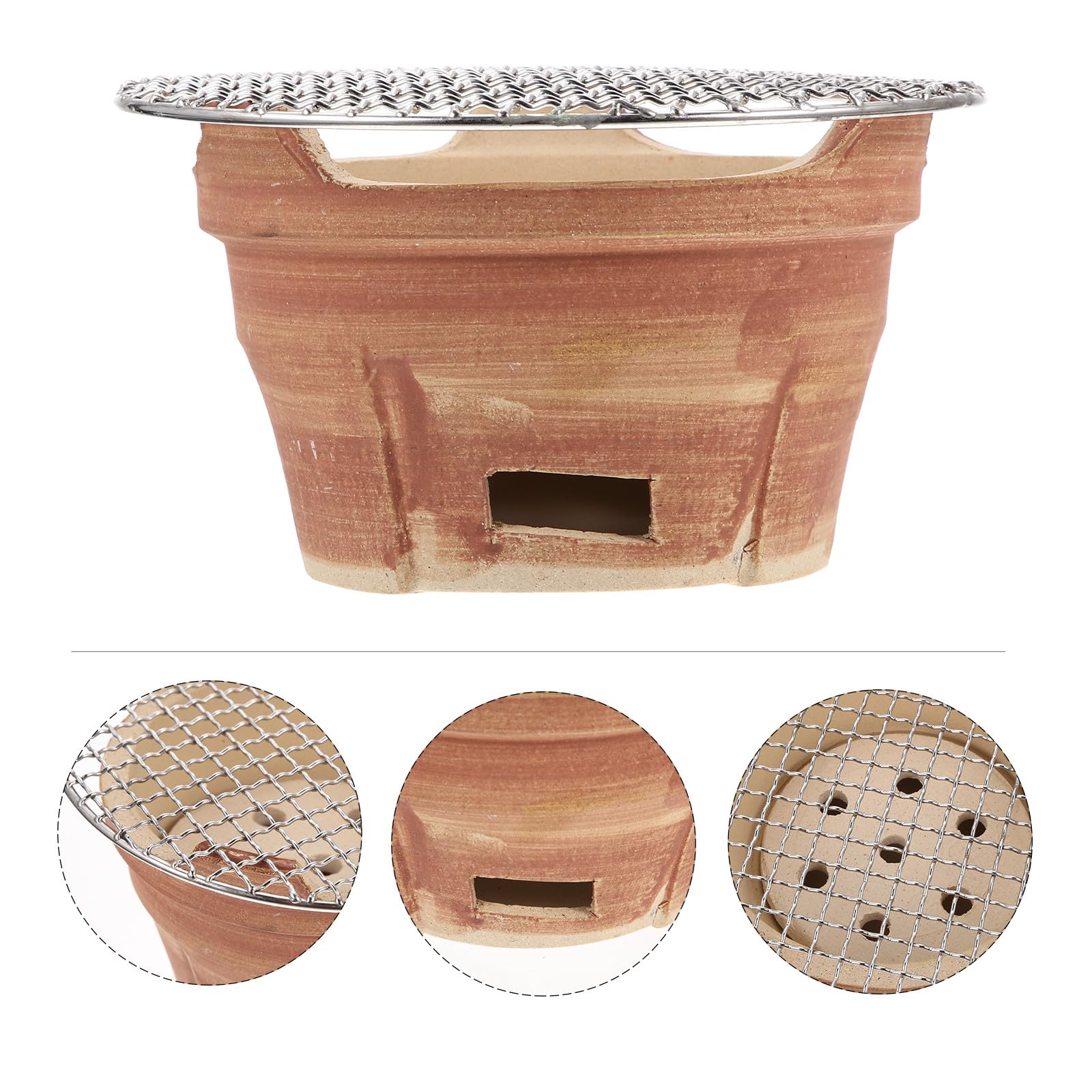 Mini przenośny piec Chal brązowy gliniany grill kempingowy z dołączonym rusztem wielofunkcyjne narzędzie do gotowania na świeżym powietrzu losowy kolor idealny do grillowania i gotowania na podwórku