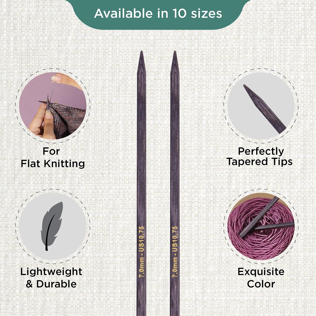 KnitPro J’Adore Cubics Single Pointed Needles 14" (35cm), Lavender, 7.00mm - Image 3