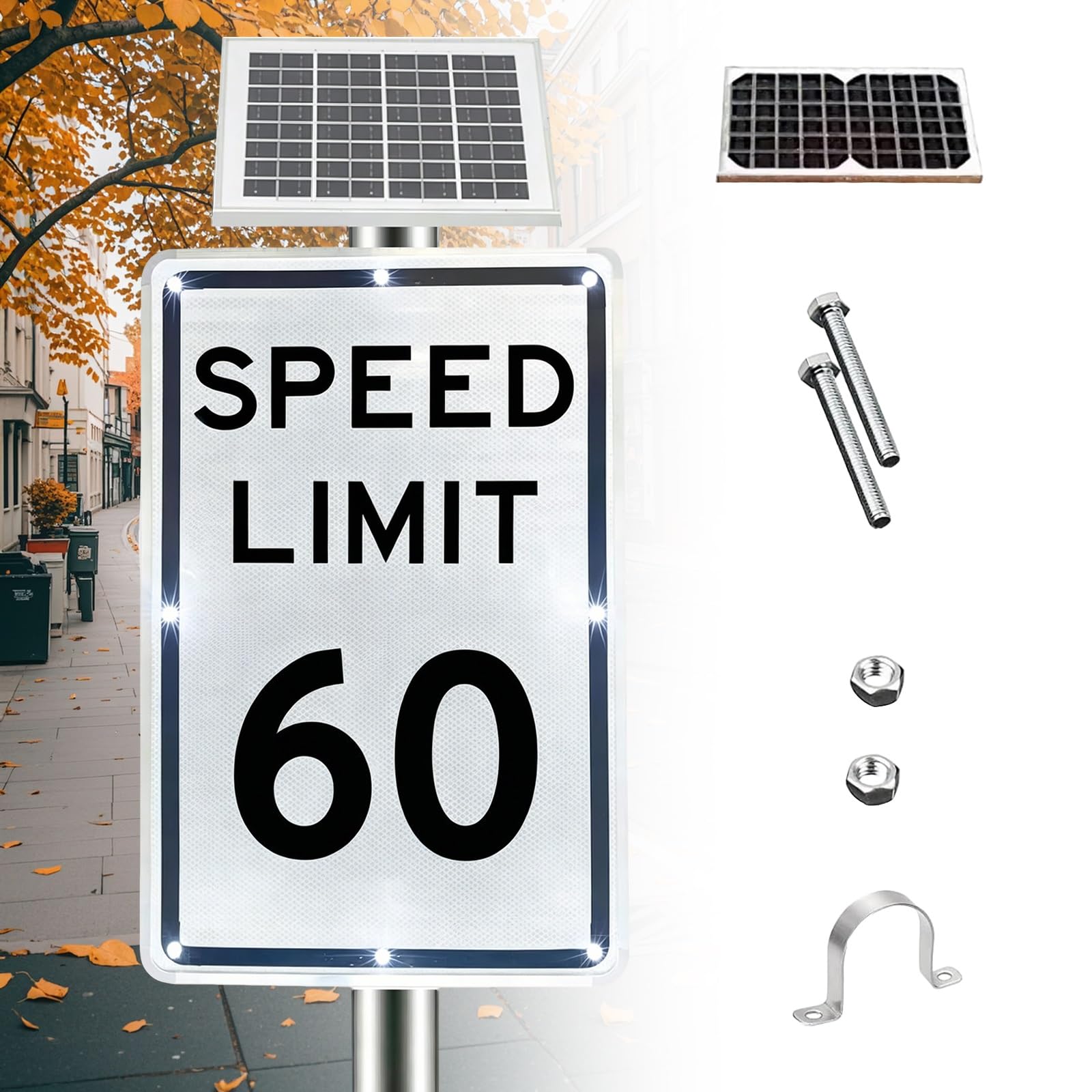 18"X 24"Solar Active Traffic Sign, Road Traffic Warning Sign