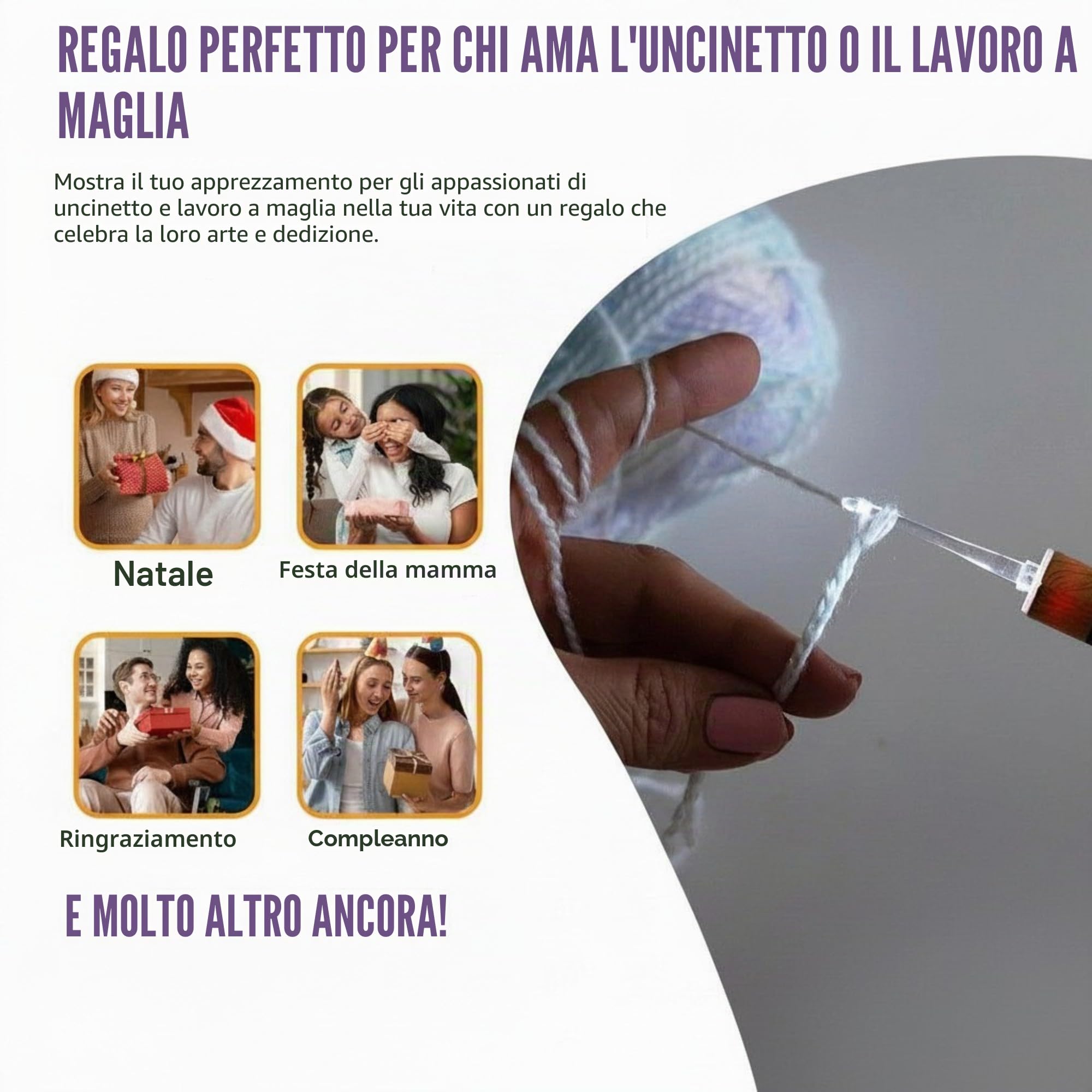 Set di uncinetti e maniglie, 18 ganci luminosi in alluminio e plastica, impugnatura morbida ergonomica, con indicatore digitale a LED, kit per lavorare a maglia, facile da usare