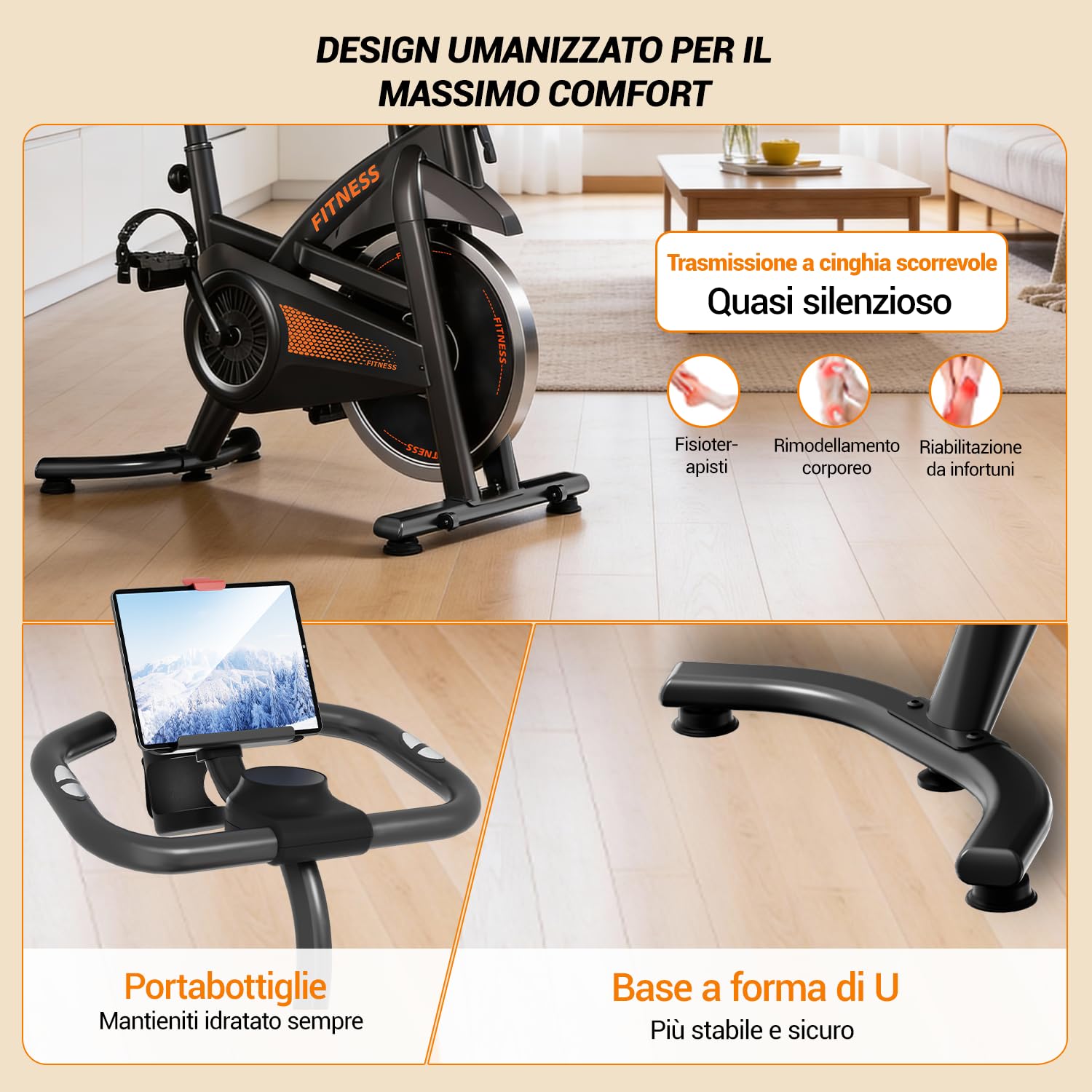 LONTEK FITNESS Cyclette da casa professionale, Cyclette professionale | con misurazione della frequenza cardiaca e display LED, Spin bike con app, capacità di carico fino a 136 kg