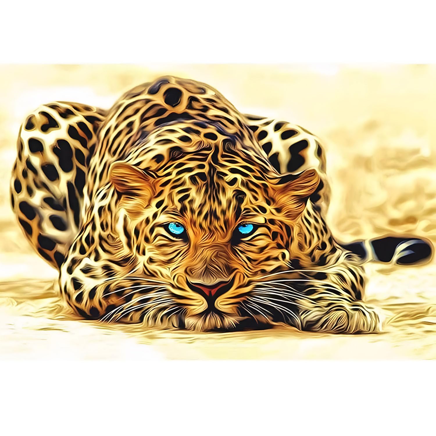 Aputue Paint by Number for Adults, 40x50cm Without Frame Paint by Numbers Kits for Adults with Paint Brushes Acrylic Pigment, Leopard Paints by Numbers Kit Suitable for Adults Kids