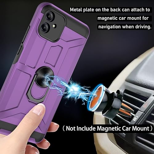 Miniatura 10 de Funda para Samsung Galaxy A04e, Galaxy A04e con 3 protectores de pantalla de vidrio templado, soporte de anillo integrado y soporte magnético para