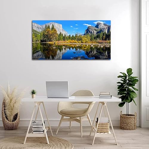Miniatura 6 de Lienzo grande para pared, paisaje de montaña y lago, arte en lienzo sobre el parque nacional de Yosemite, bosque verde, lago azul, agua, arte