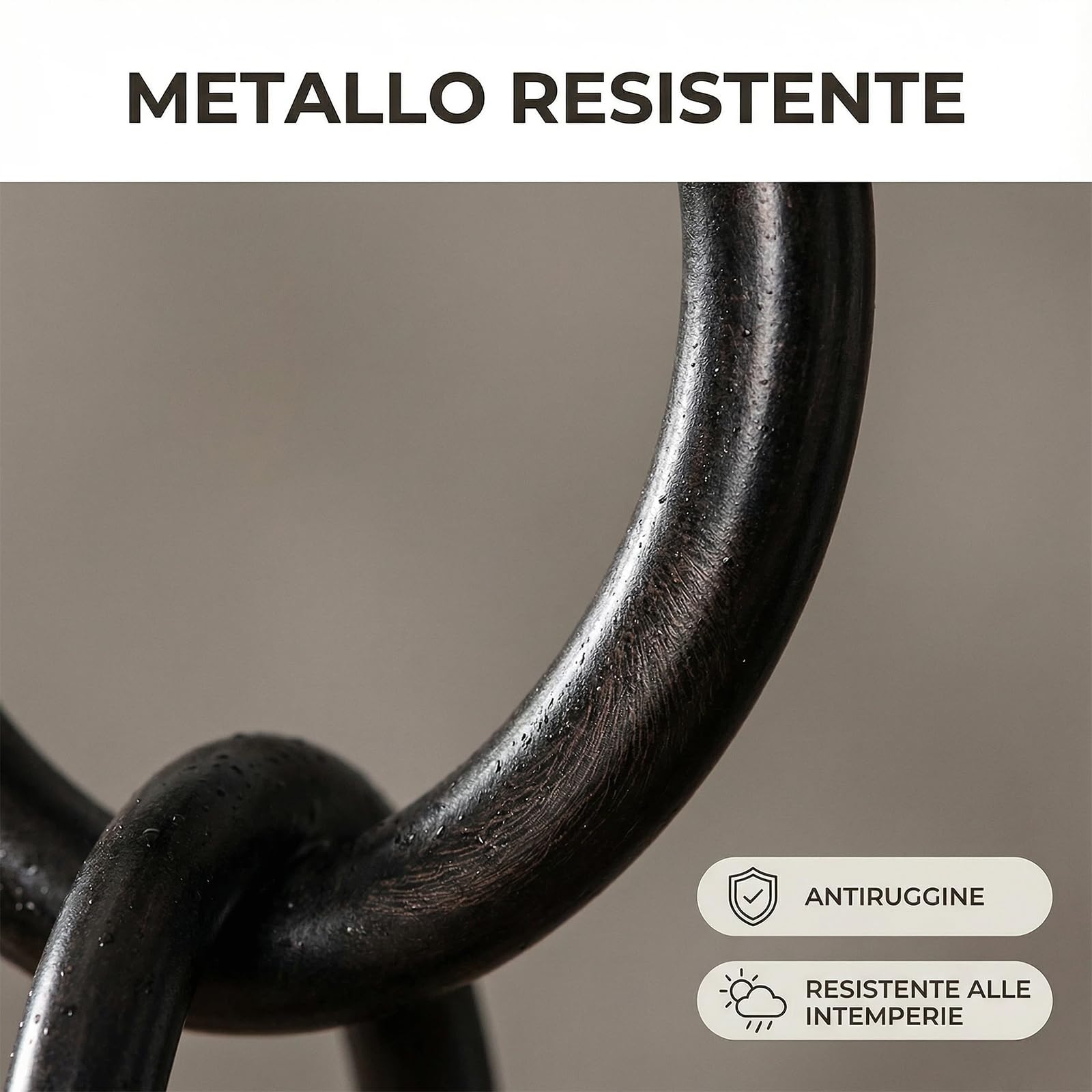 Catena Pluviale Giapponese in Rame per Drenaggio, Resistente all‘Inverno, Ideale per Barile di Pioggia, Nero (2.2m)