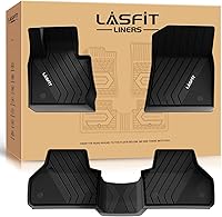 Vista 41 de LASFIT - Tapetes de suelo y maletero de auto, ajuste personalizado, de TPE, para todo tipo de clima, impermeable, juego completo, negros