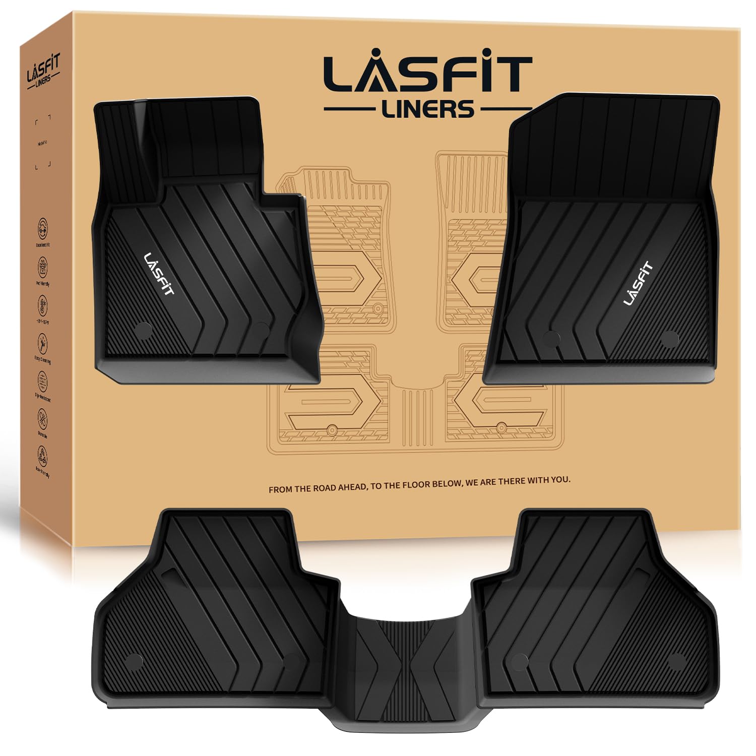 LASFIT Floor Mats Fit for BMW X3 2011-2017 & BMW X4 2015-2018 xDrive28i, xDrive28d, xDrive35i, M40i, Custom Fit TPE All Weather Waterproof Floor Liners Front & Rear Rows Car Mat, Black