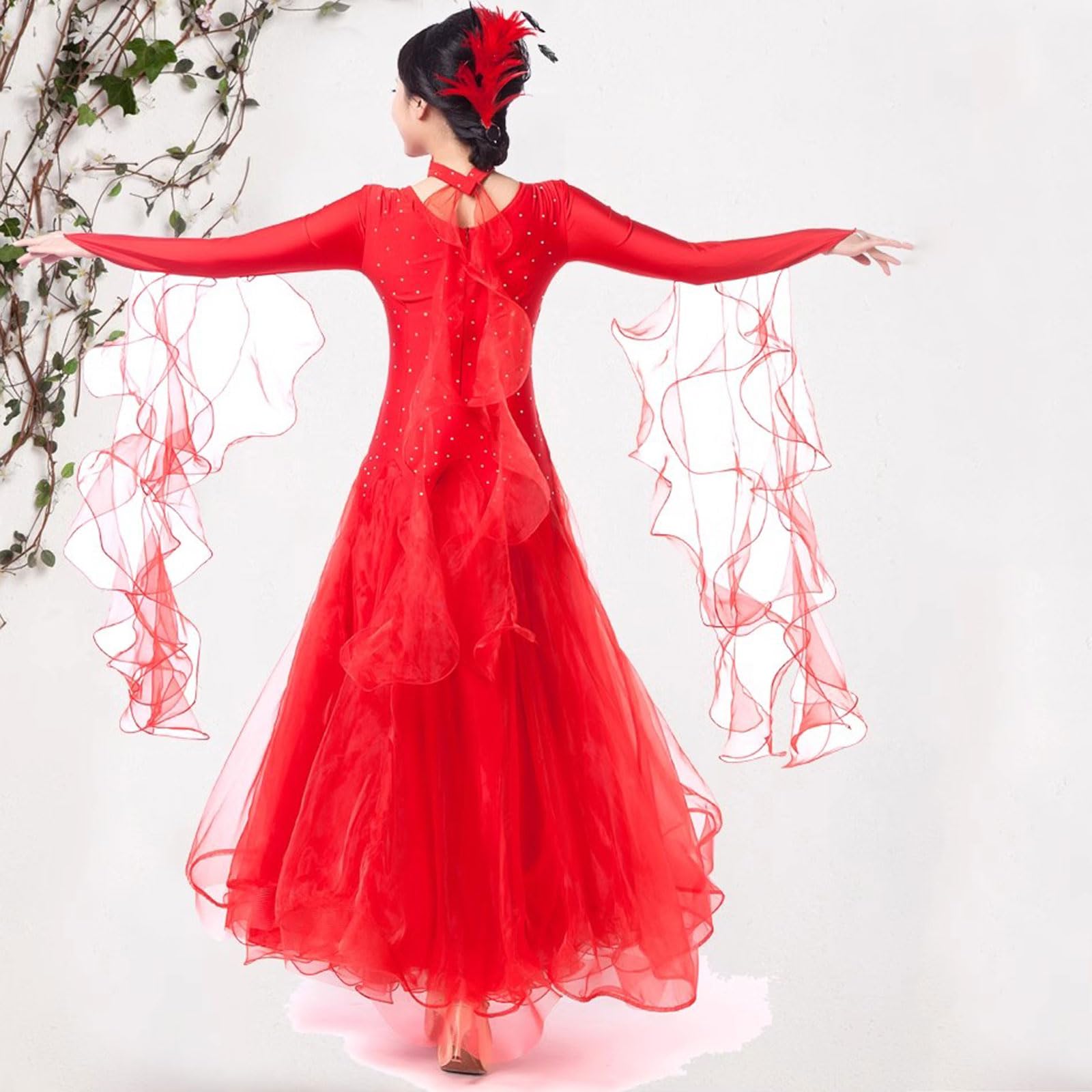 Vestidos de Salón de Baile Brillante para Mujeres Ropa de Baile de Salsa de Flamenco Exquisito Trajes de Baile Vals Tango Vestido de Fiesta de Flamenco con Diamantes
