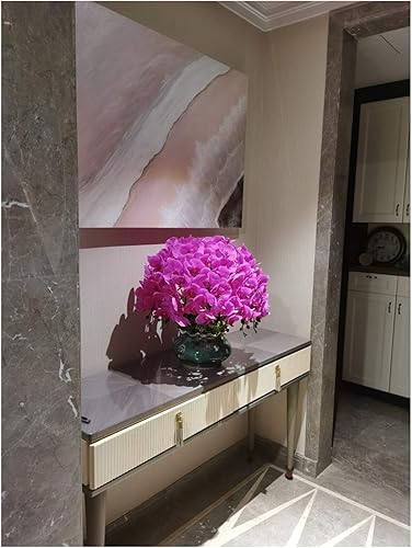 Miniatura 6 de SEYFI Flores artificiales Phalaenopsis - Decoración de orquídeas artificiales de tacto real, bonsái con hojas, flores falsas con arreglo de jarrón