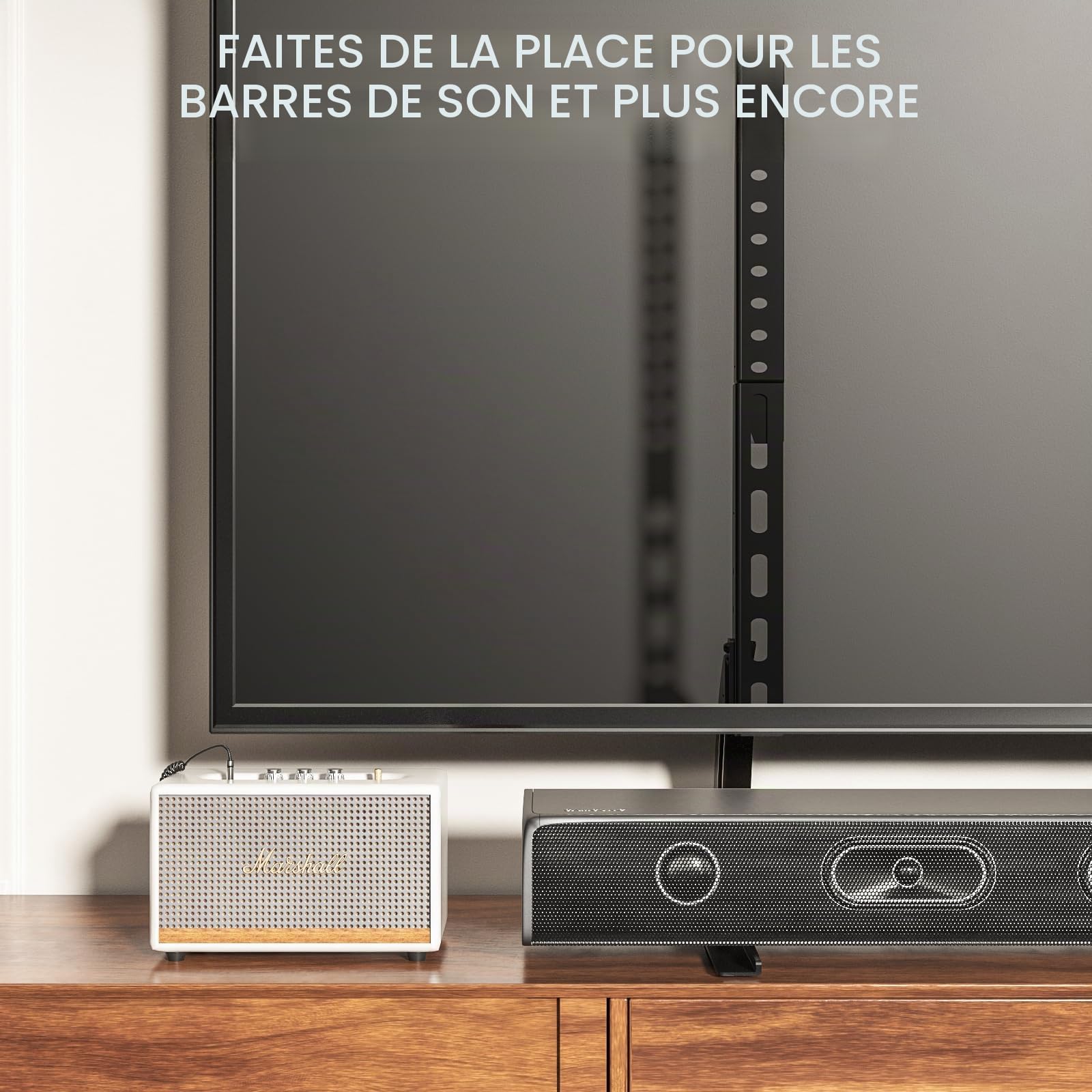 RFIVER Support TV Pieds Place sur Meuble Télé Elévateur Hauteur Adjustable pour LCD LED OLED ALED Ecran 20 à 65 Pouces VESA jusqu'à 800 x 500 mm