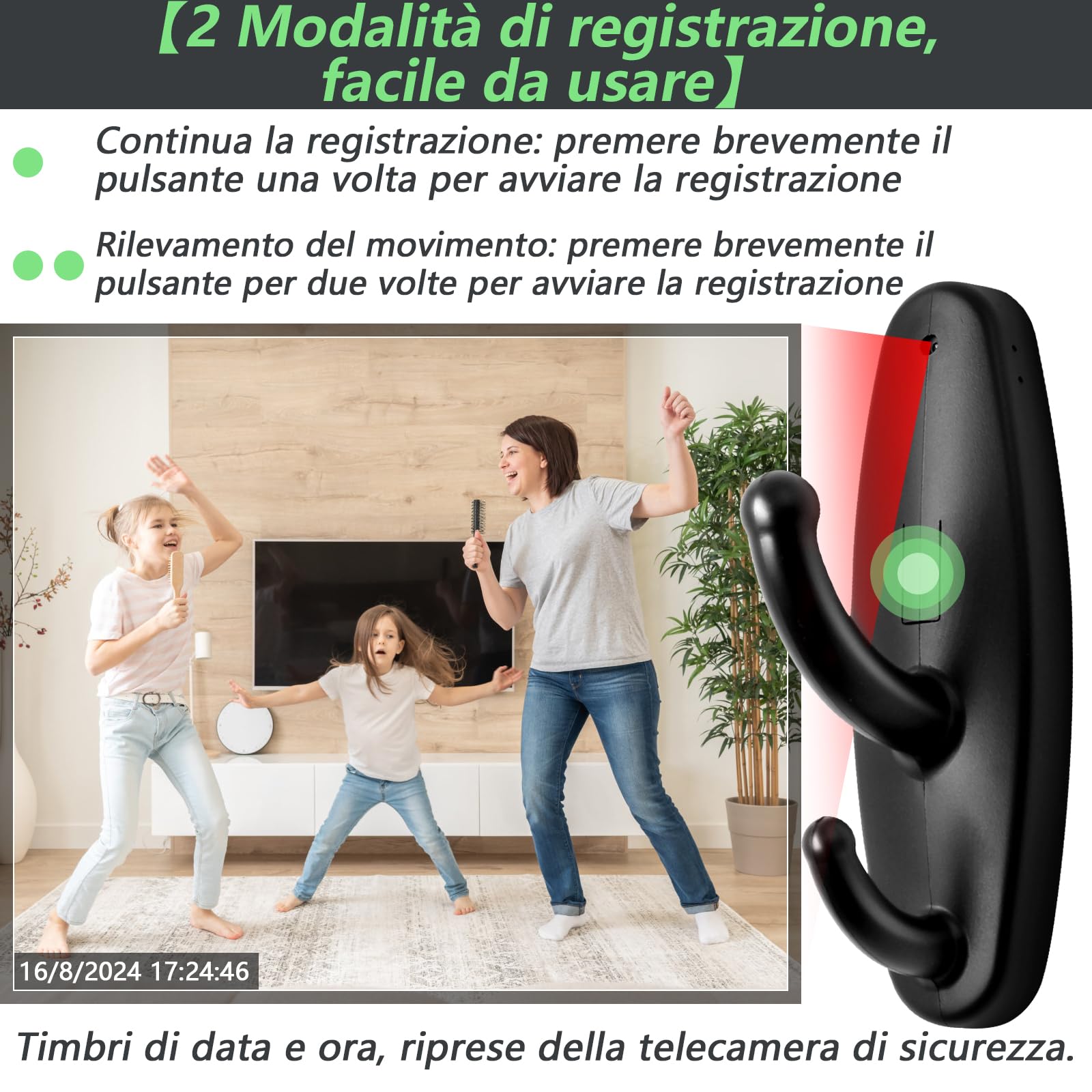 LXMIMI Mini Telecamera Spia, Telecamera Nascosta in un Gancio Appendiabiti, Mini Telecamera Spia HD 1080P con Rilevamento del Movimento e Registrazione in Loop
