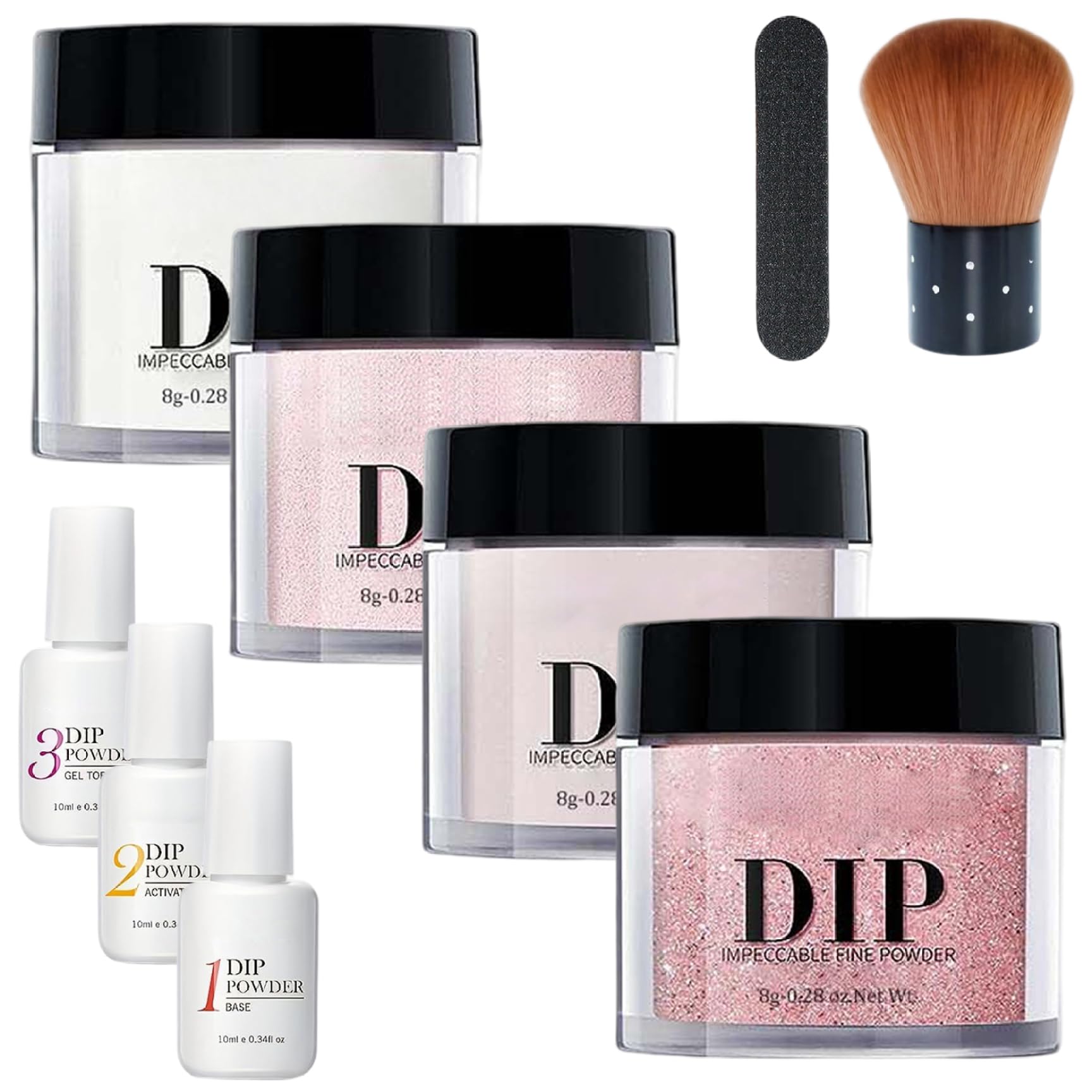 Kit per immersione in polvere per unghie, 10 pezzi/set Kit per immersione in polvere per unghie Set di liquidi a 4 colori con base e attivatore di top coat per salone di manicure per Fren
