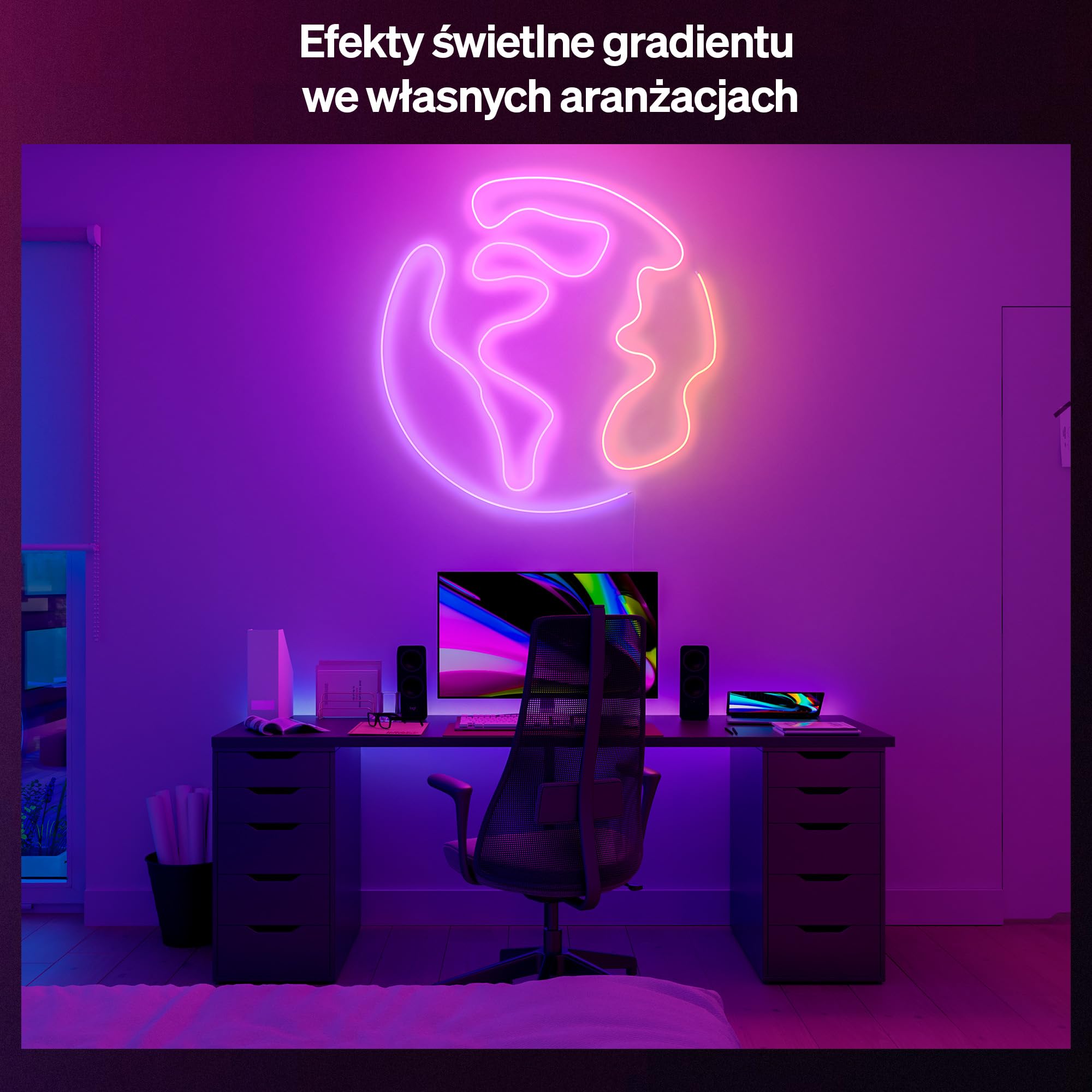 Hue Essential 5-Metrowa LED Taśma LED Flex, RGBIC, Żywe Kolory i Nastrój, Elastyczne Oświetlenie Wewnętrzne, Łatwy Montaż, Aplikacja i Kontrola Głosowa, Alexa, Google Assistant i Apple Home