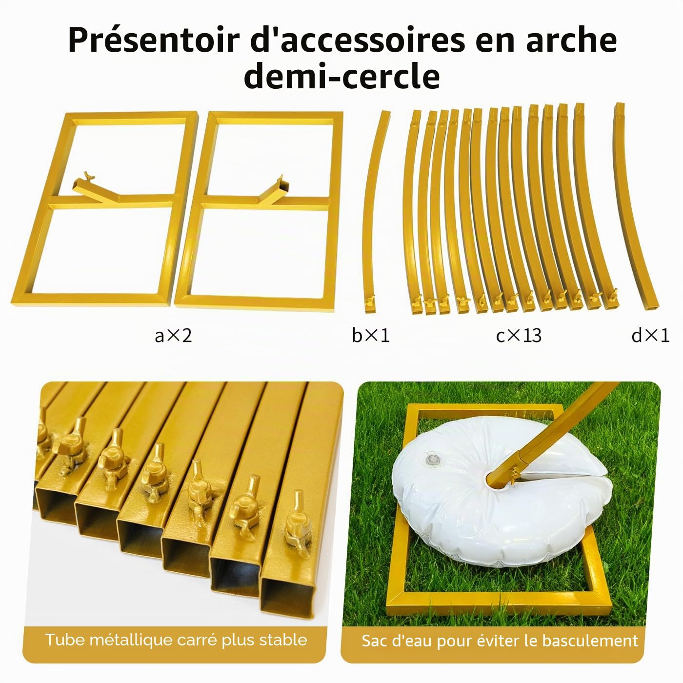 Toile de Fond Ronde dorée de 2.2m avec Cadre pour Arche de Ballons, Grande Arche de Mariage pour Anniversaire, fête d'anniversaire, Saint-Valentin, cérémonie, décorations de Mariage, Tubes