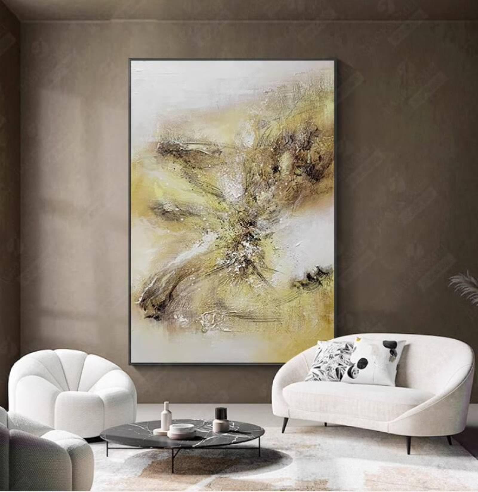 Peinture abstraite peinte à la main sur toile de luxe pour grand salon
