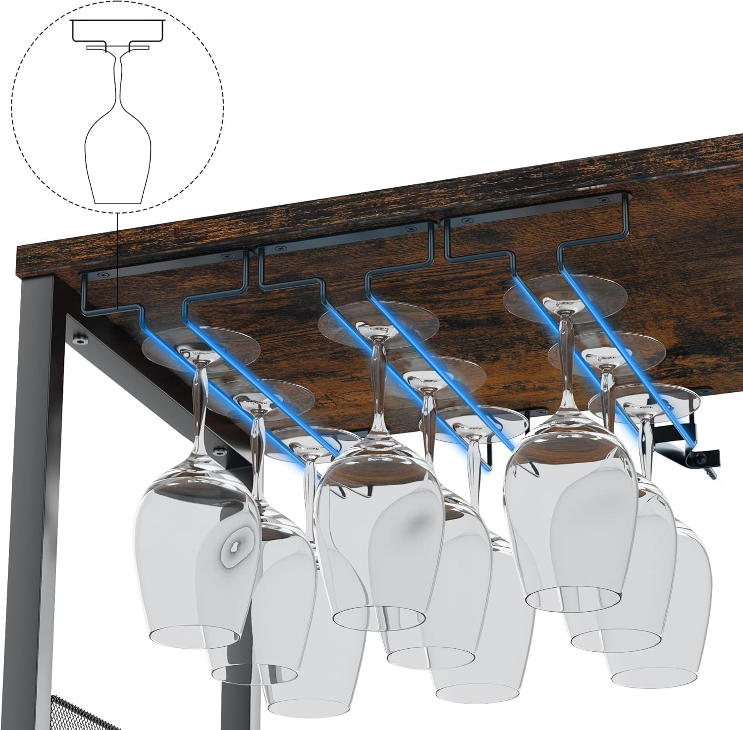 Litake Industrial Weinschrank und verstellbaren Einlegeböden, Kaffeebar-Schrank mit Gittertür und Lamellendesign, 91cm hoher Kleiner Bar-Schrank für zu Hause Küche Esszimmer Vintage Farbe