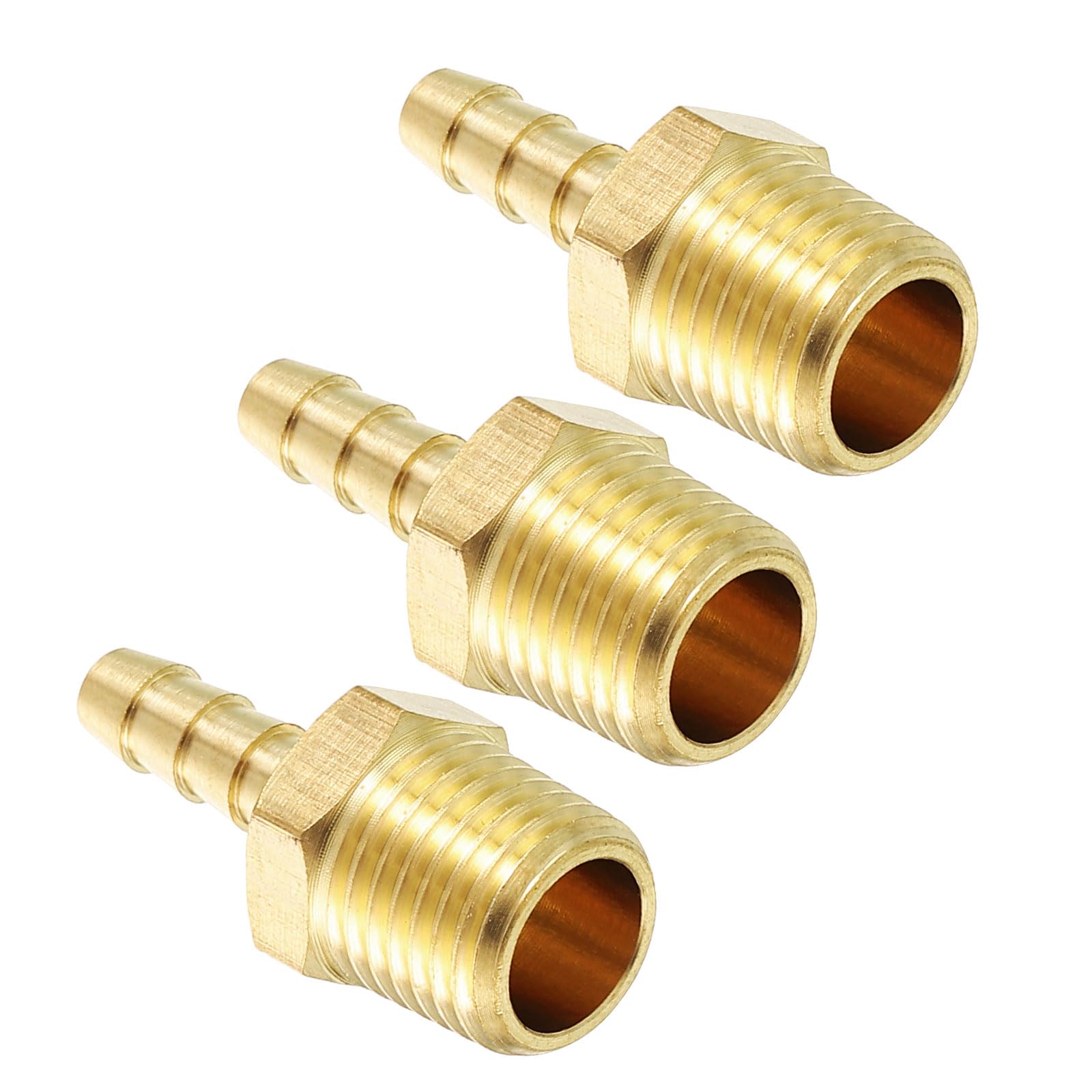 Kozelo 3pcs Brass Hose Barbs Fittings 8mm Hose Barbsto 10mm NPT Male