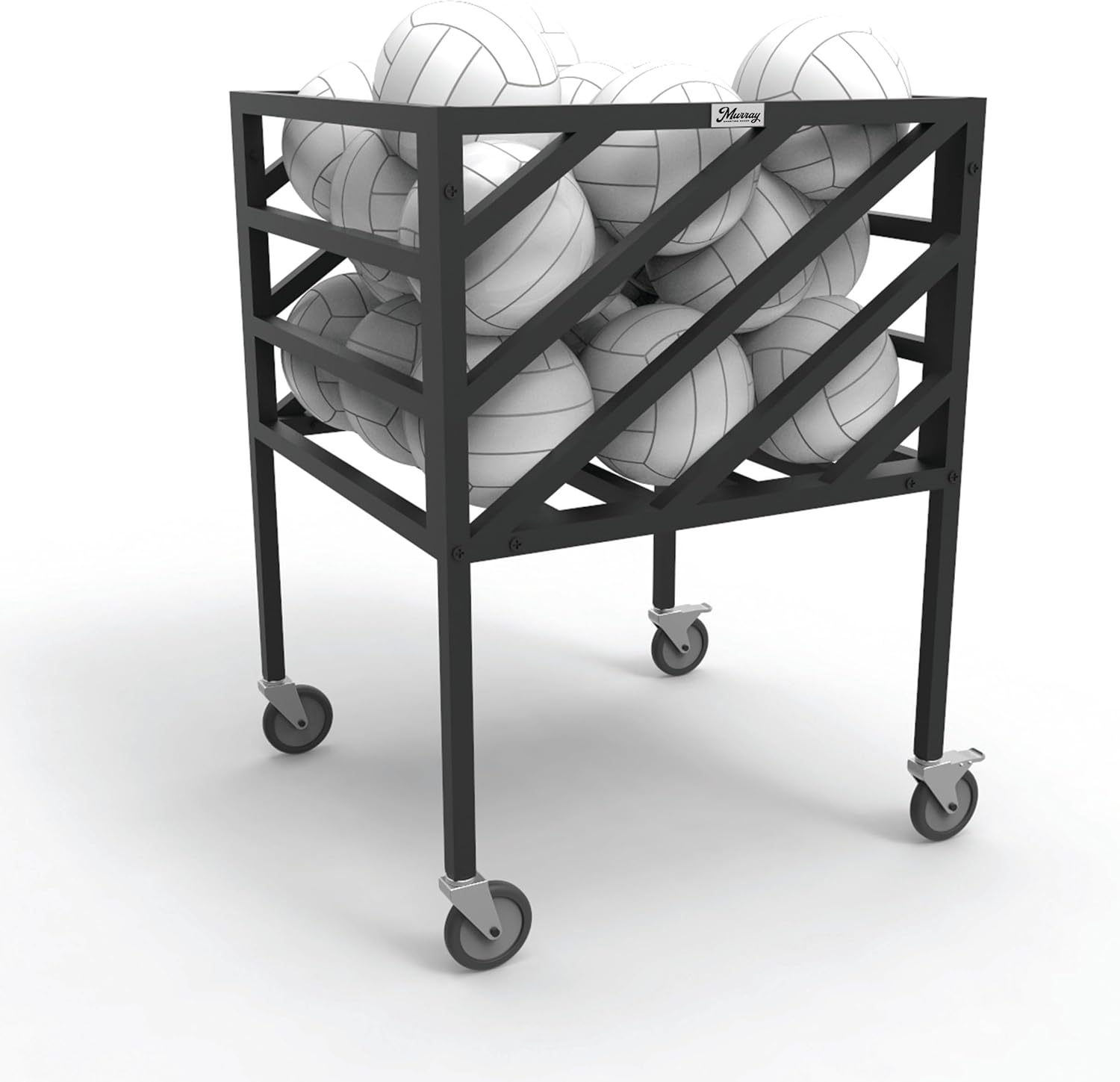Murray Sporting Goods Premium Portable Volleyball Cart | Black Volleyball Metal Storage Cart with Wheels