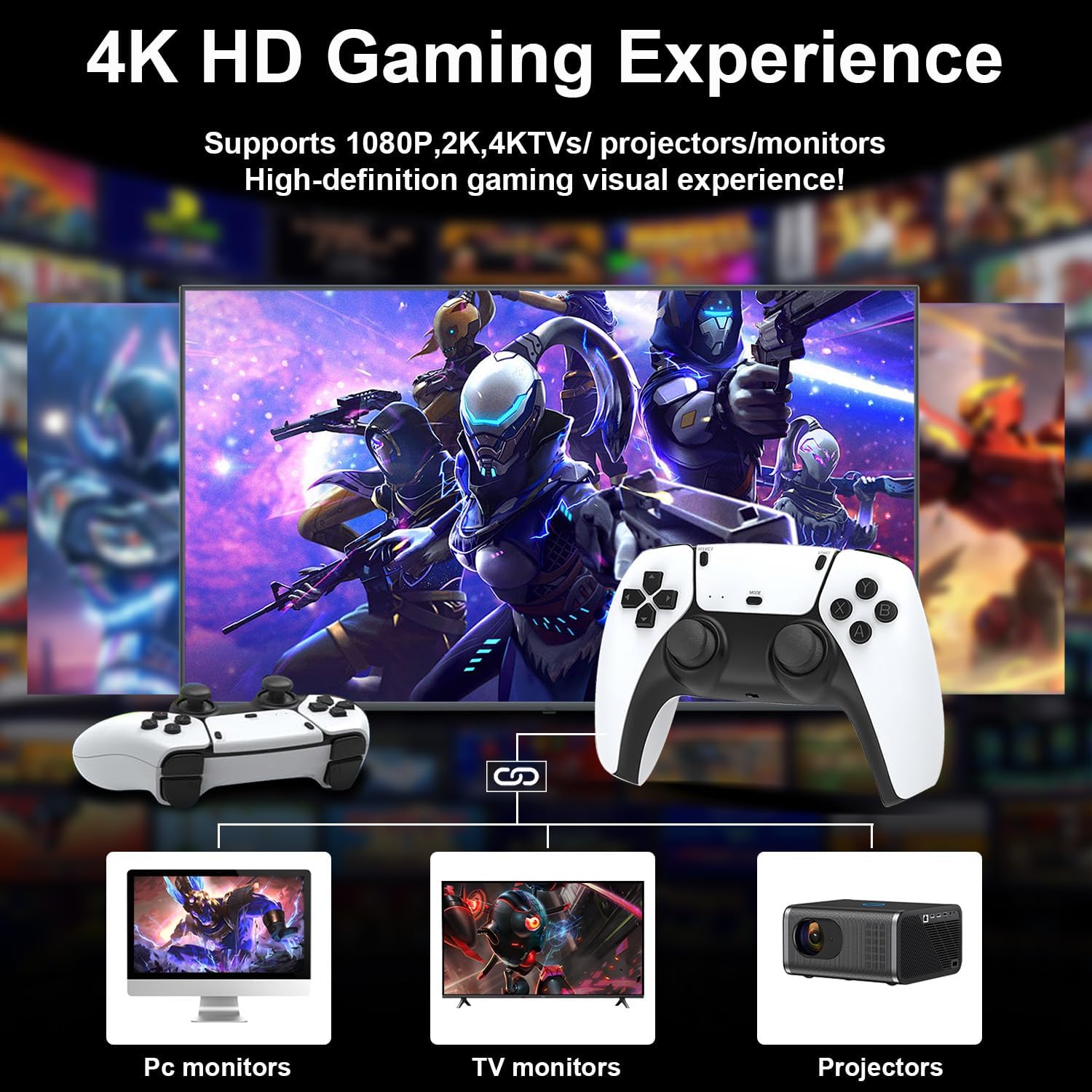 M15 Handheld Game Console,4K HDMI Retro Gaming Console with 40,000+ Games & 23 Emulators and Dual 2.4G Wireless Controllers,Plug and Play Video Gaming Stick,Compatible with TV, PC, Projector (64G) 3 71cqpH47ebL. AC SL1500