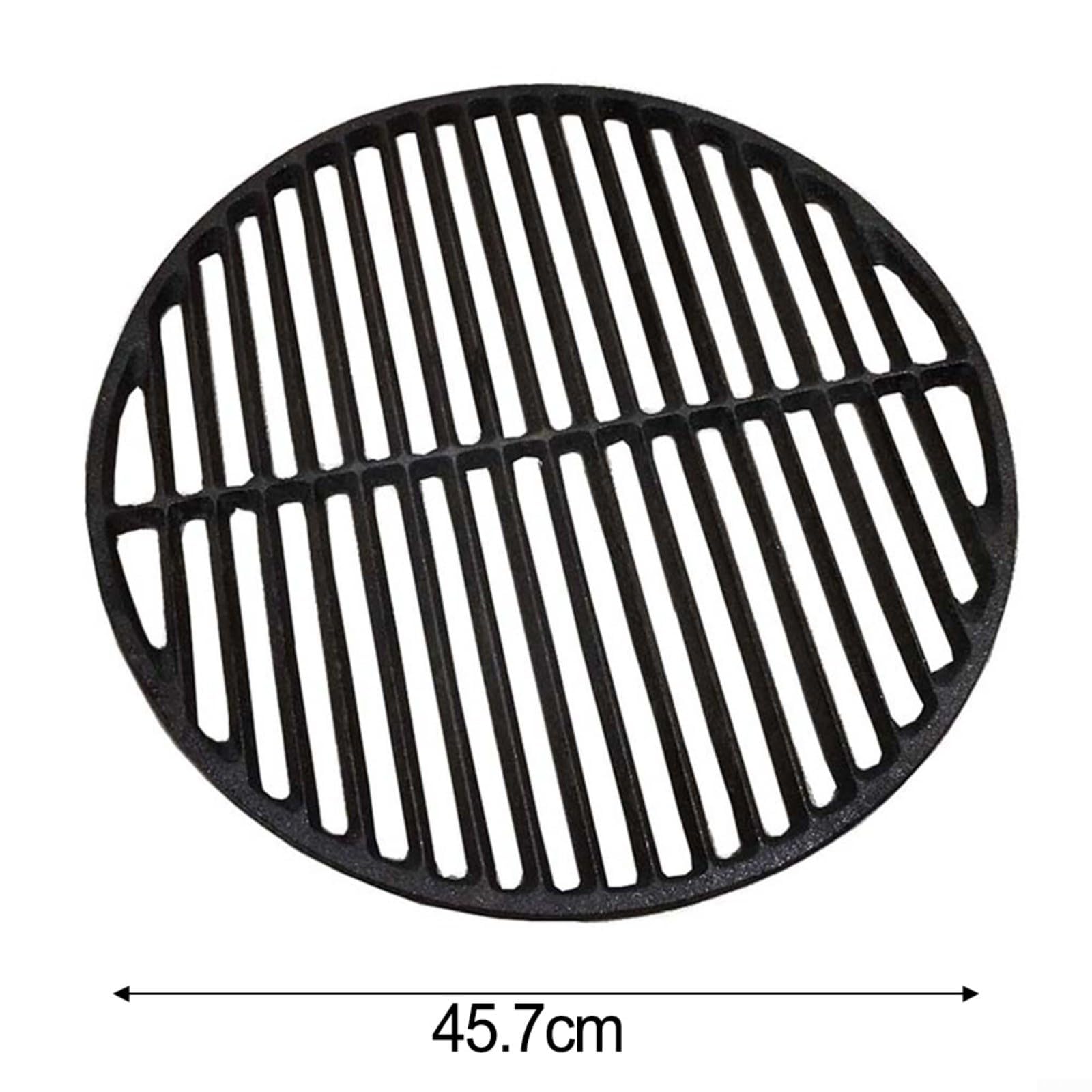 Parrilla redonda de hierro fundido para barbacoa de carbón y gas, 30 – 45,7 cm, superficie de cocción duradera para barbacoa, carne y pescado, color negro (malla de rejilla de 45,7 cm)