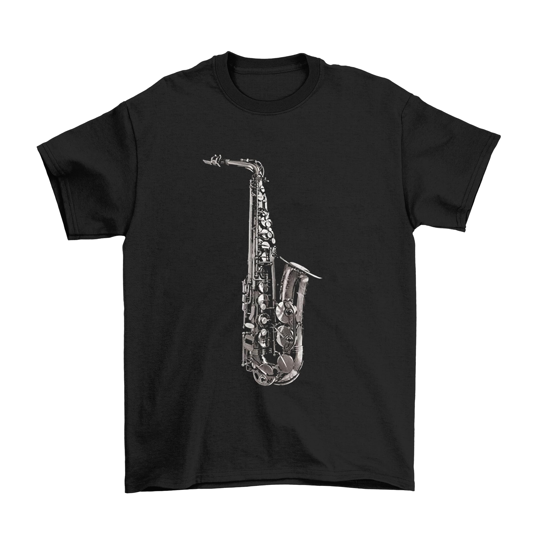 Jonny Cotton Men's Black Saxophone Sax, Or Wo Musical Instrut T-Shirt, Made From